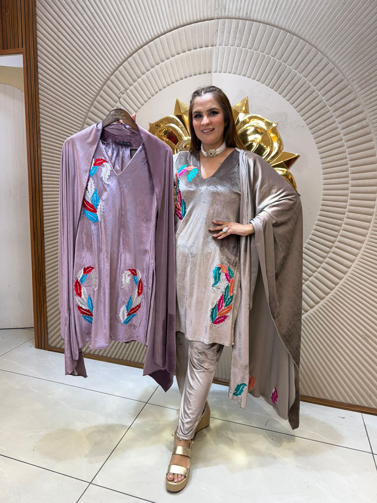 Beautiful Velvet Work Suit PC2326