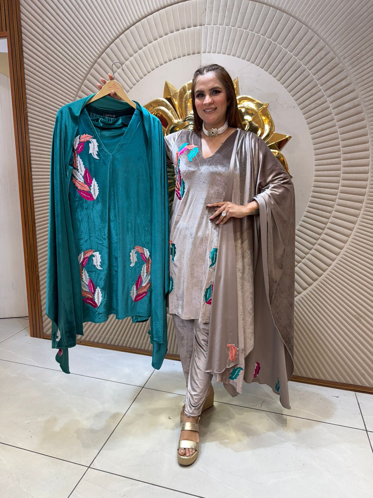 Beautiful Velvet Work Suit PC2326