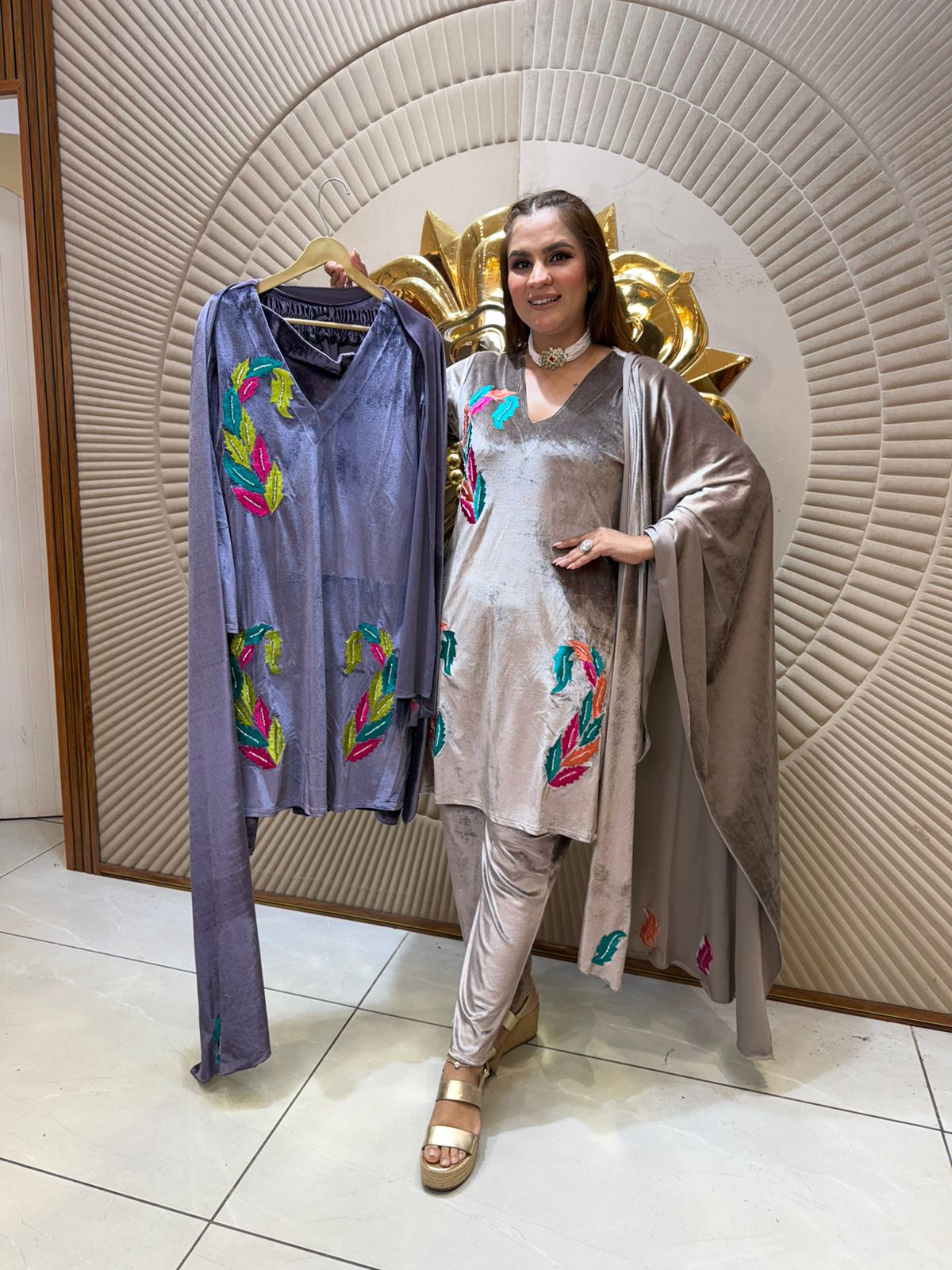 Beautiful Velvet Work Suit PC2326