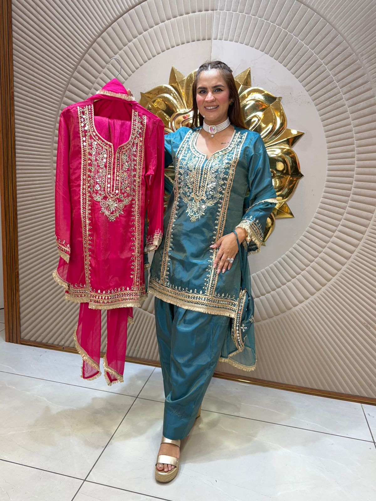 Elegant Partywear Suit With Potli PC2341