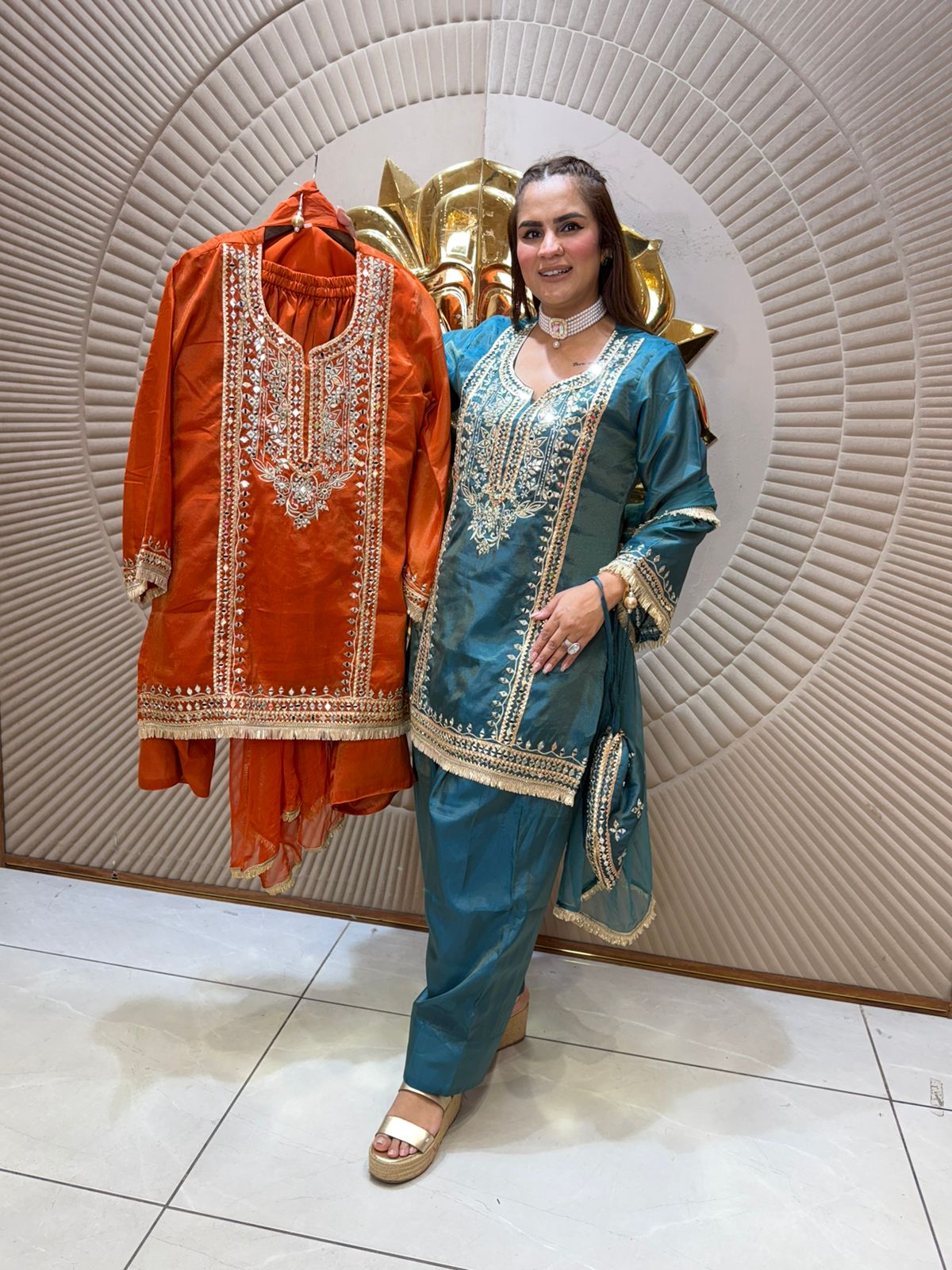 Elegant Partywear Suit With Potli PC2341