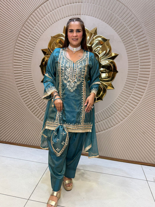 Elegant Partywear Suit With Potli PC2341