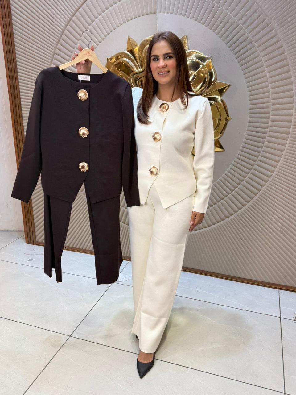 Beautiful Co-Ord Set With Sheel Buttons PC2348