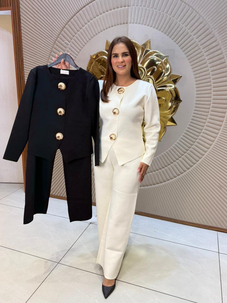 Beautiful Co-Ord Set With Sheel Buttons PC2348