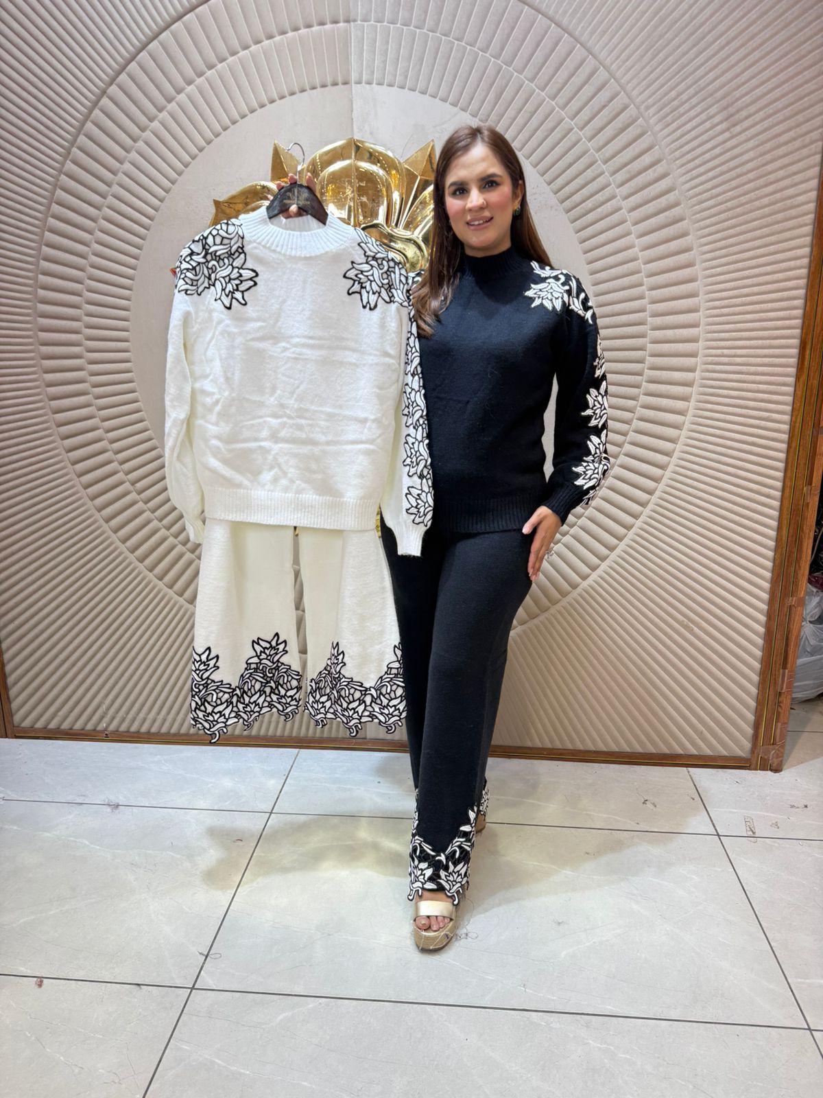 Stunning Winter Co-Ord Set With Floral Work PC2351