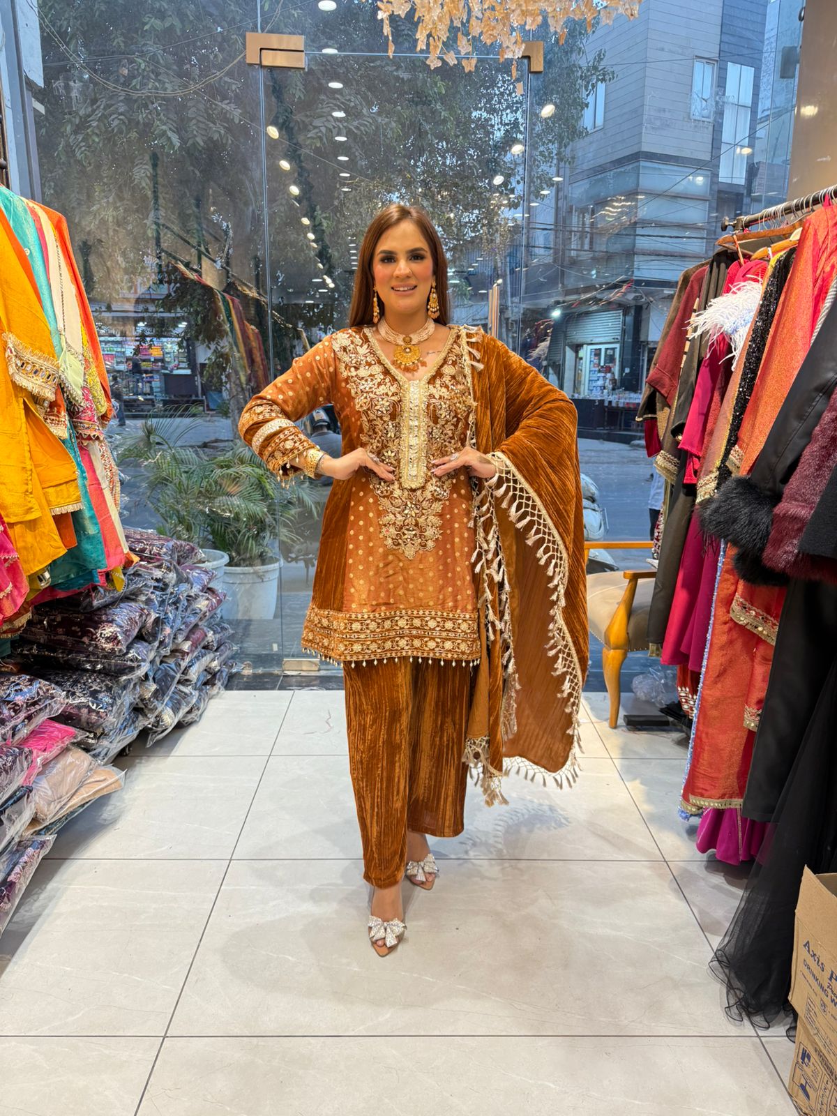 Elegant Suit With Lace Work PC2353