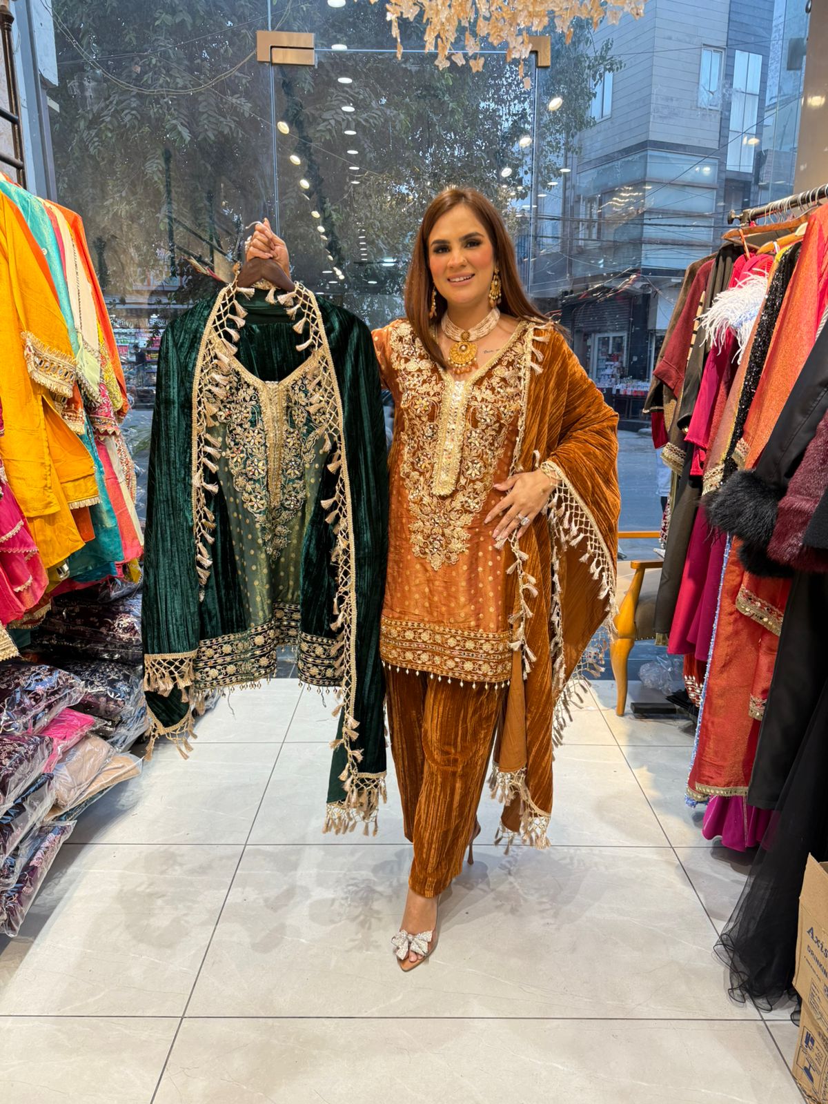 Elegant Suit With Lace Work PC2353