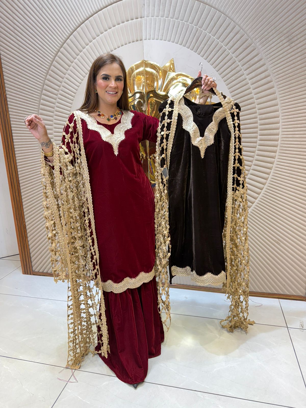 Elegant Suit With Net Work On Dupatta PC2358