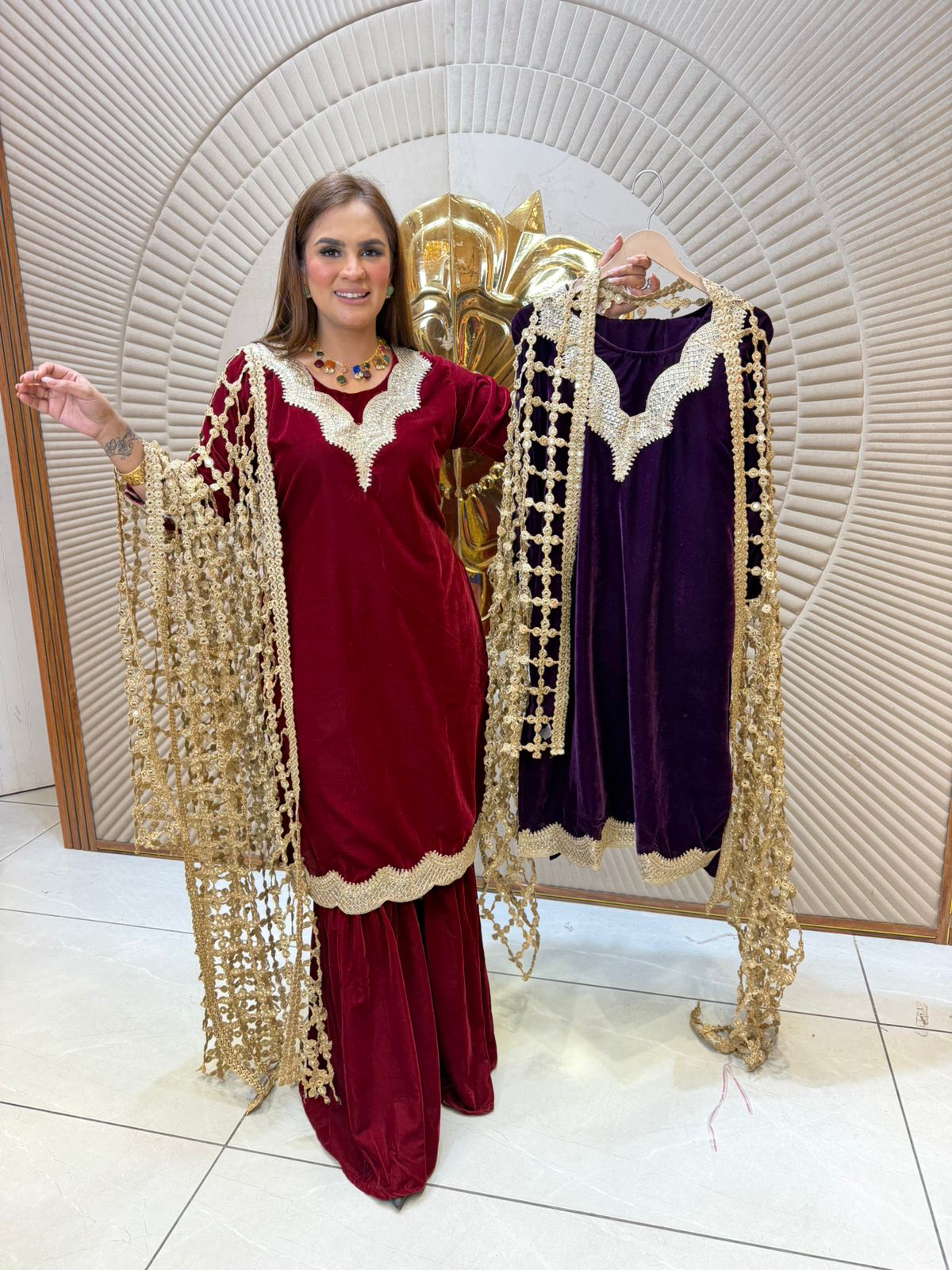 Elegant Suit With Net Work On Dupatta PC2358