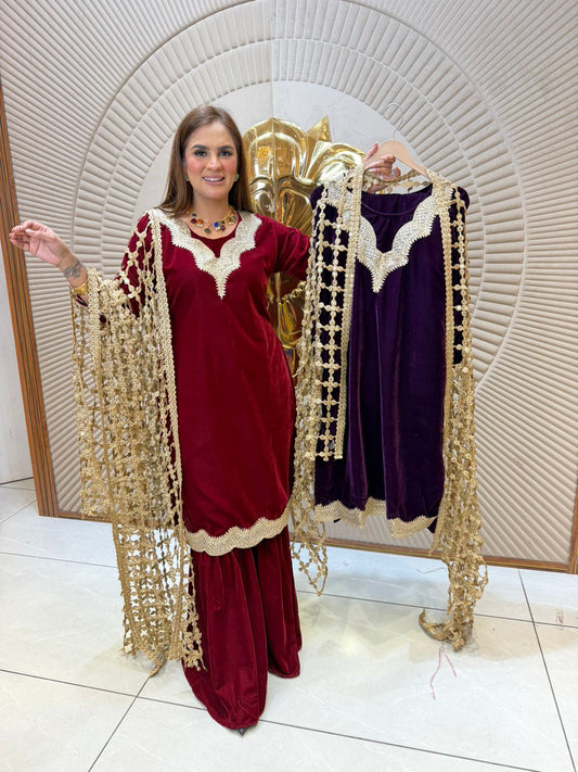 Elegant Suit With Net Work On Dupatta PC2358