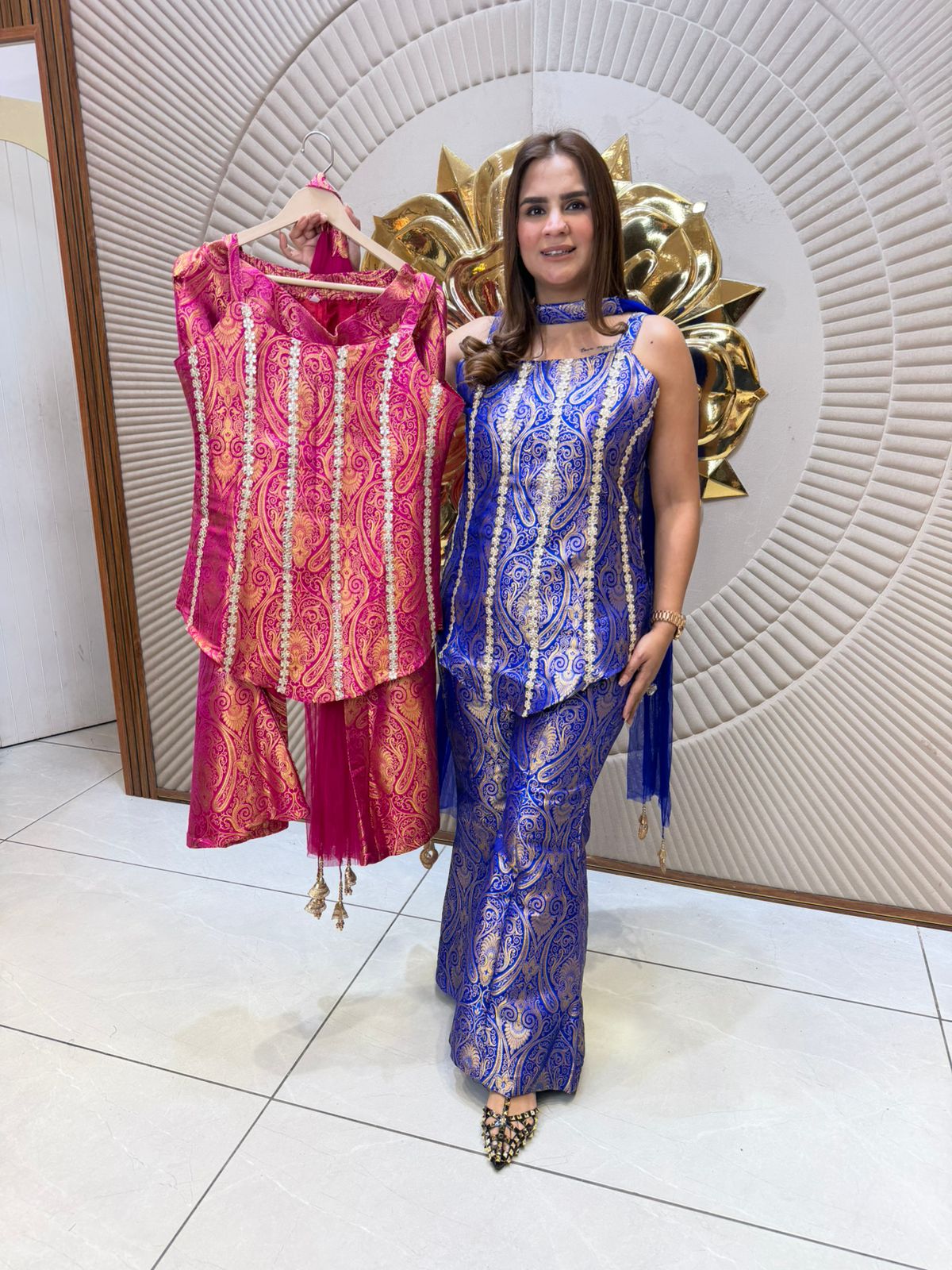 Elegant Suit With Lace Wort on Dupatta PC2387