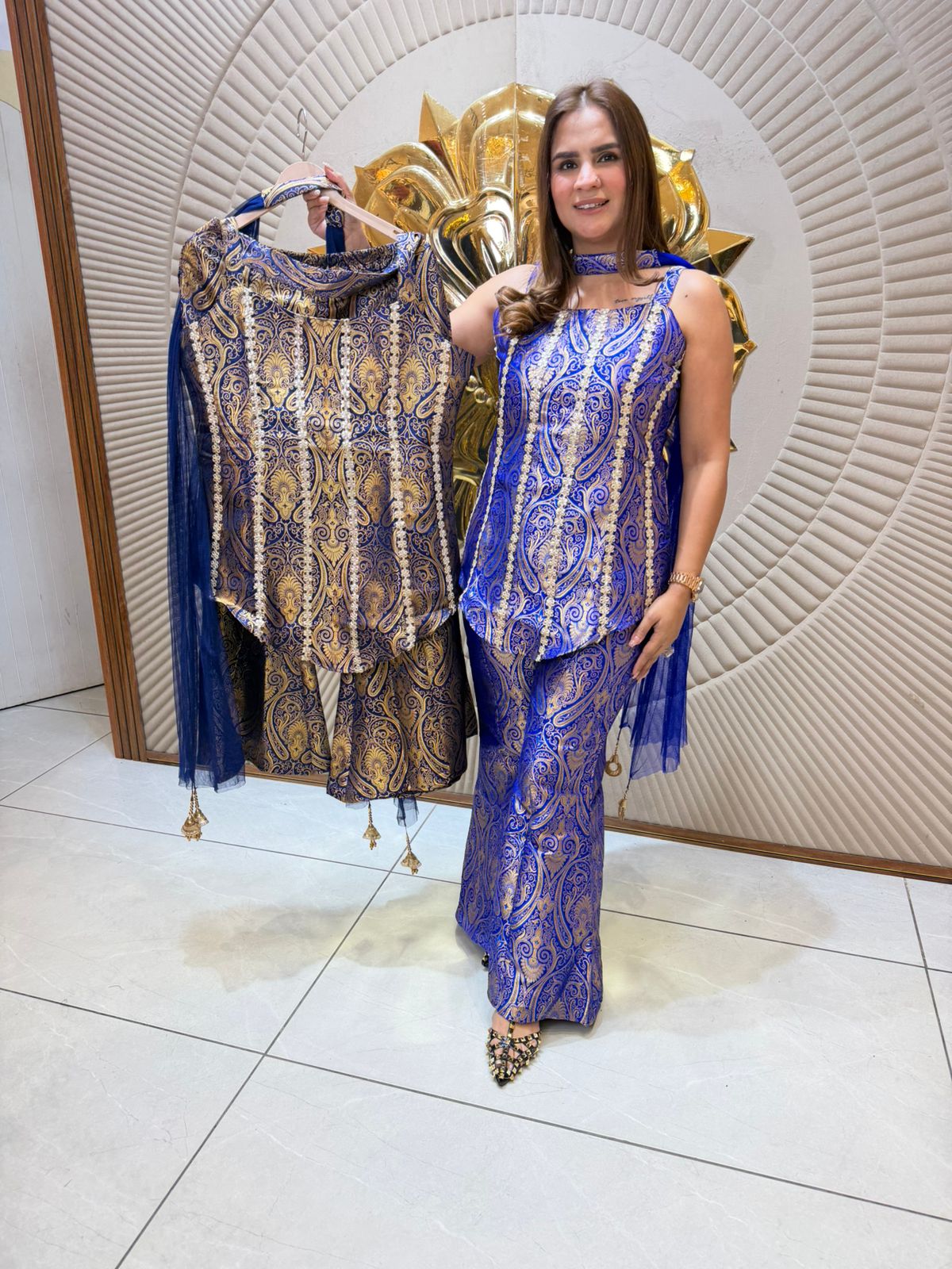 Elegant Suit With Lace Wort on Dupatta PC2387