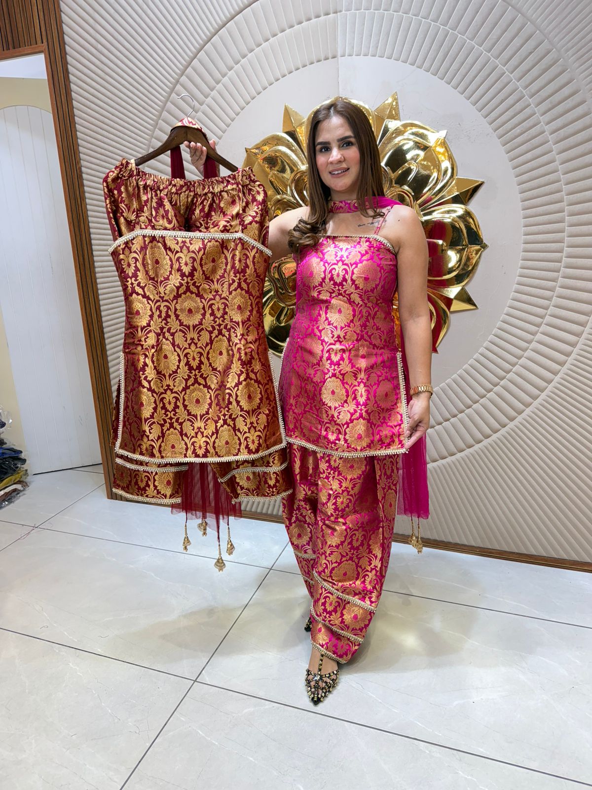 Elegant Suit With Net Dupatta PC2388