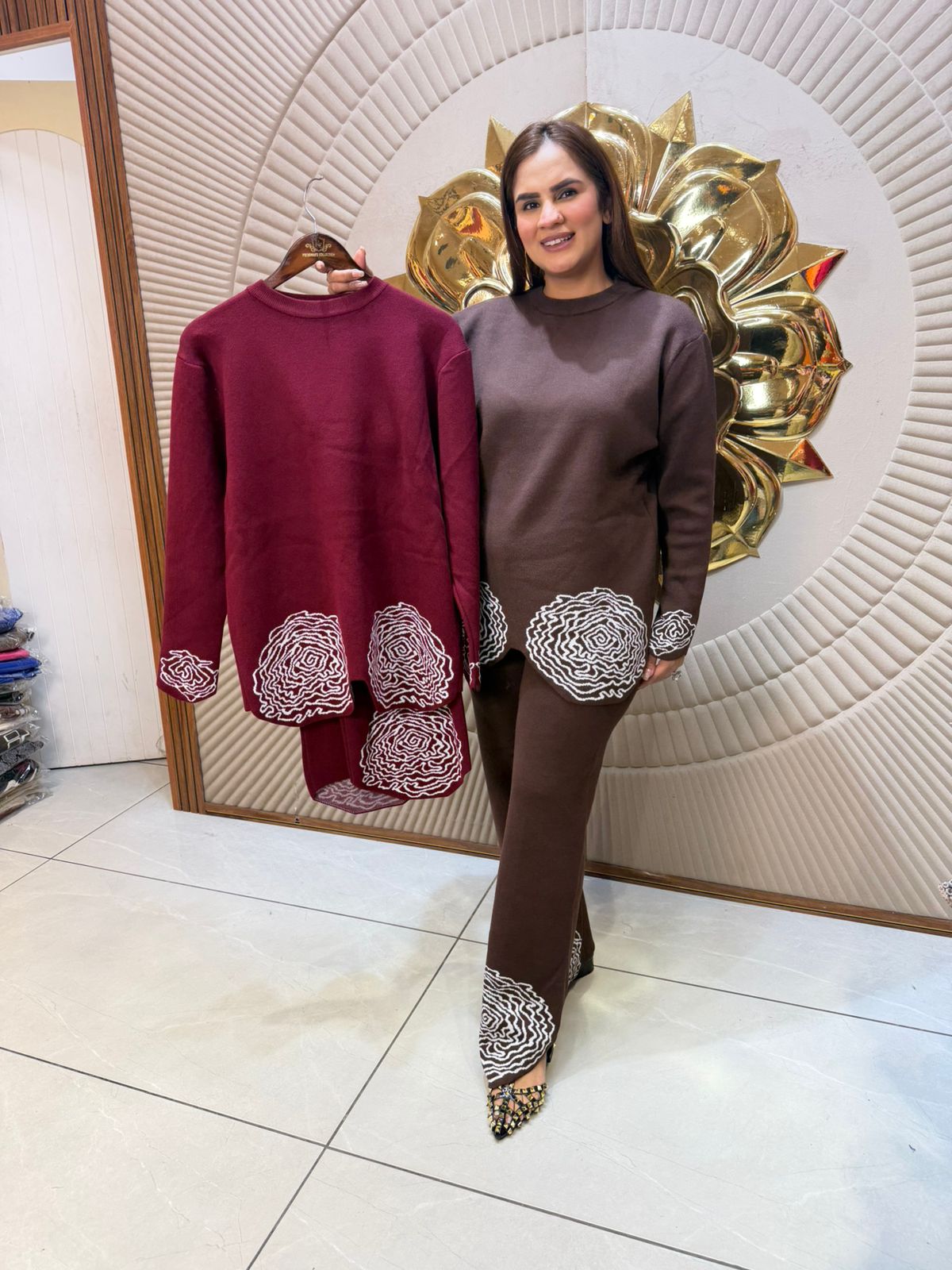 Elegant Coord Set With Flower Design PC2402