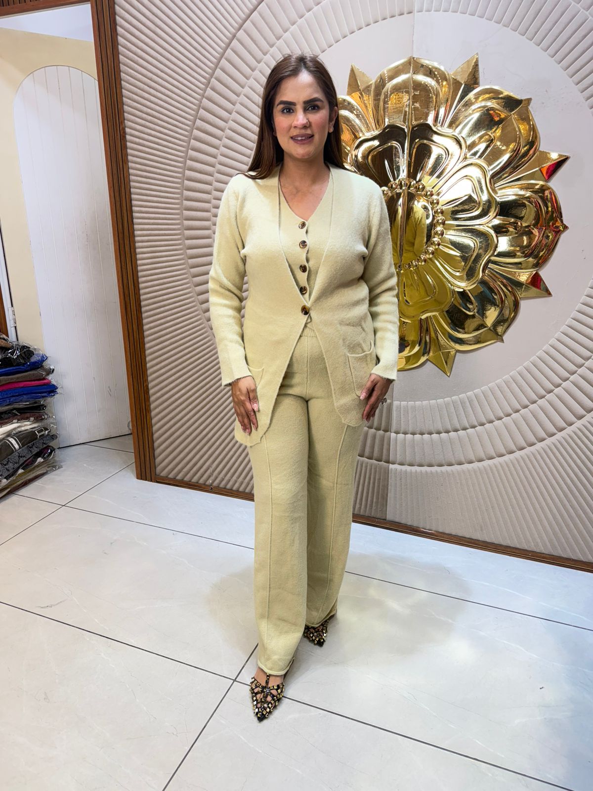 Elegant Woolen Party Wear Dress PC2406