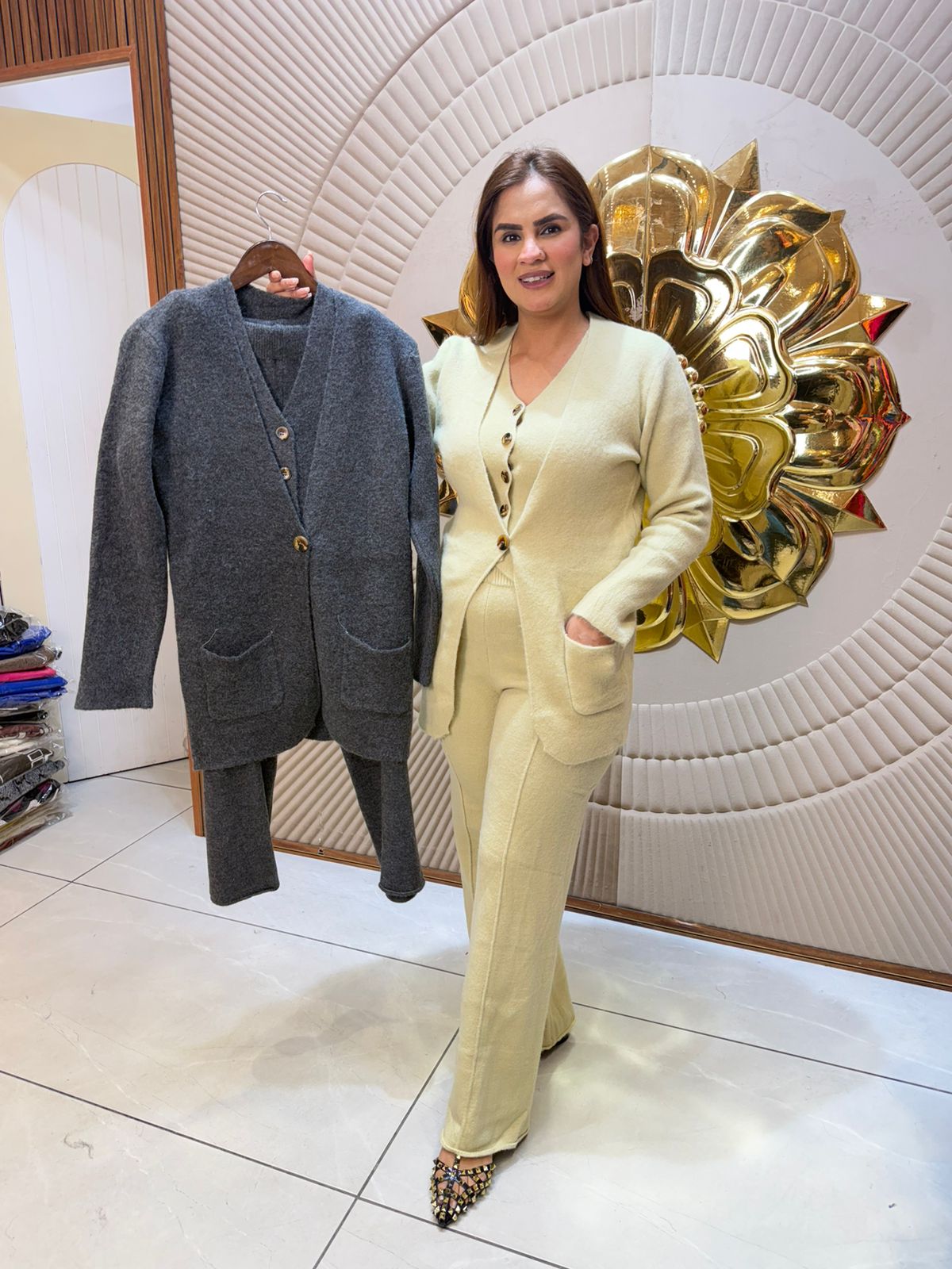 Elegant Woolen Party Wear Dress PC2406