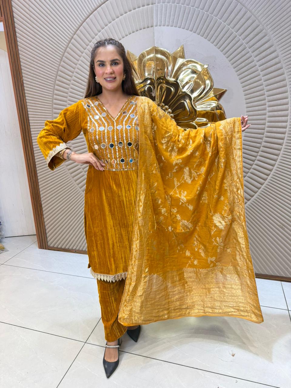 Elegant Suit With Mirror Work PC2408