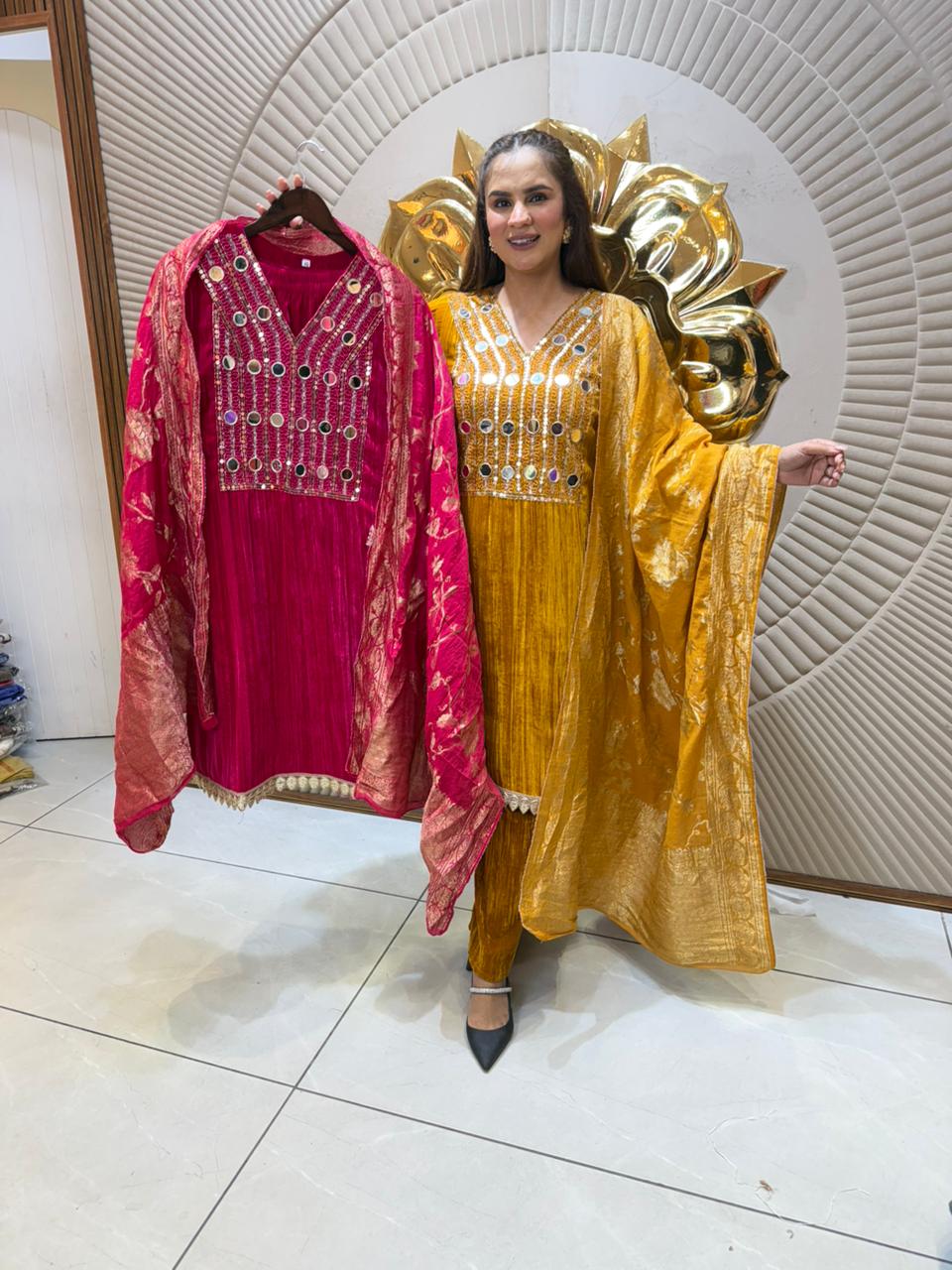 Elegant Suit With Mirror Work PC2408