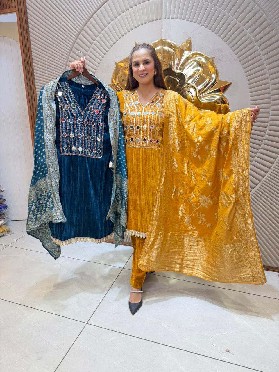 Elegant Suit With Mirror Work PC2408