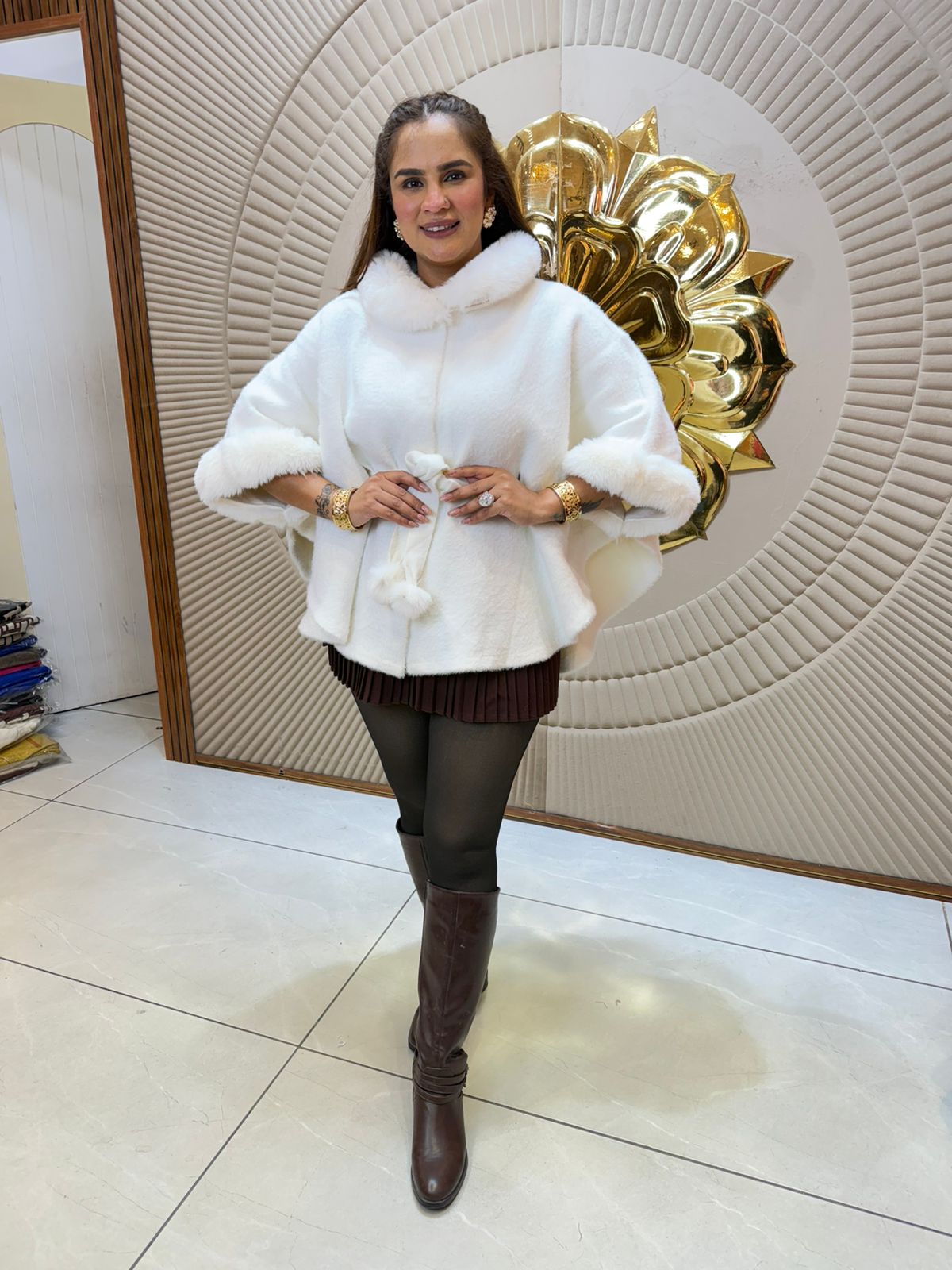 Elegant Woolen Furry Jacket PC2413