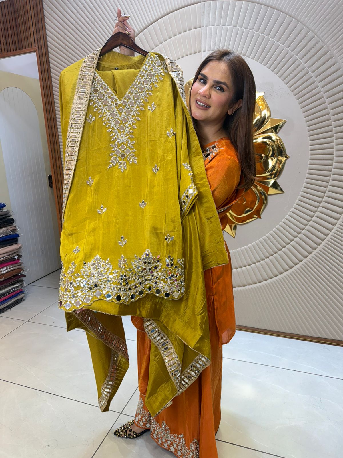 Elegant Suit With Mirror Work PC2423