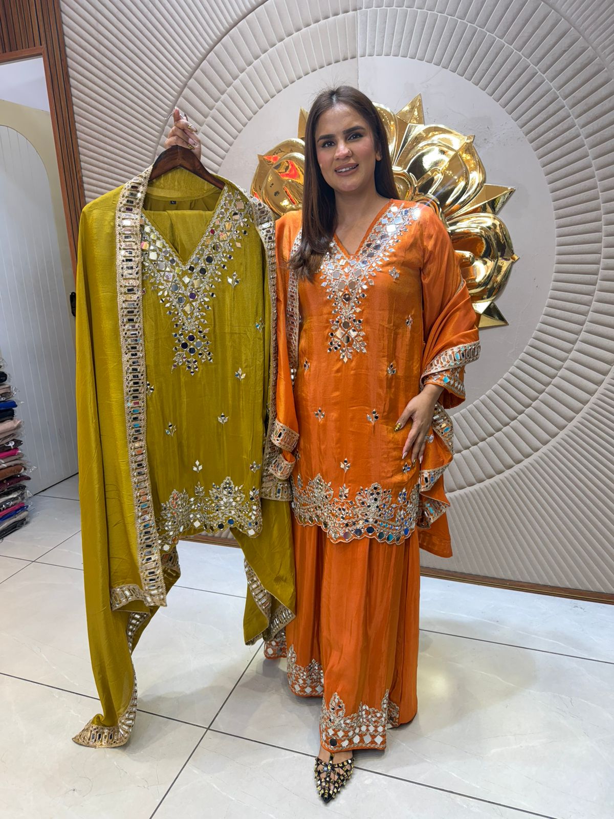 Elegant Suit With Mirror Work PC2423