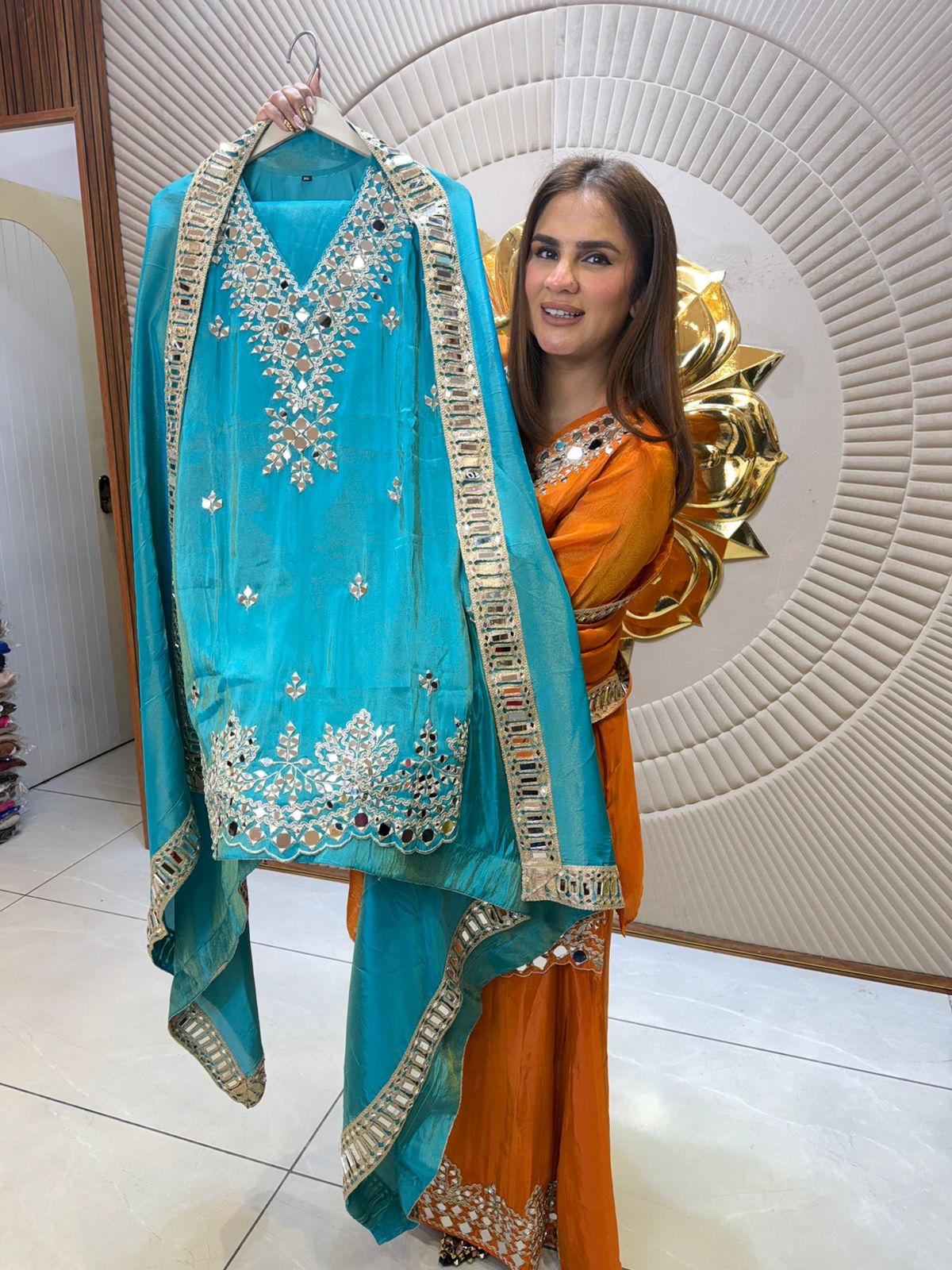 Elegant Suit With Mirror Work PC2423