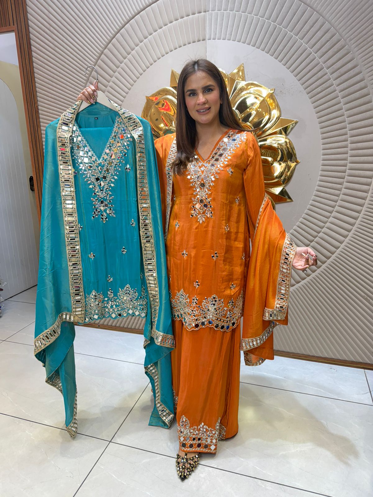 Elegant Suit With Mirror Work PC2423