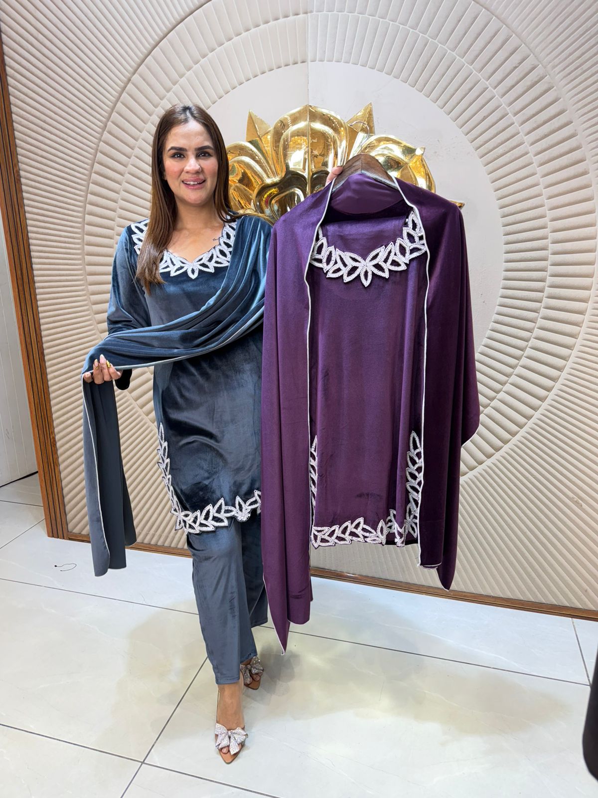 Elegant Suit With Lace Work PC2446