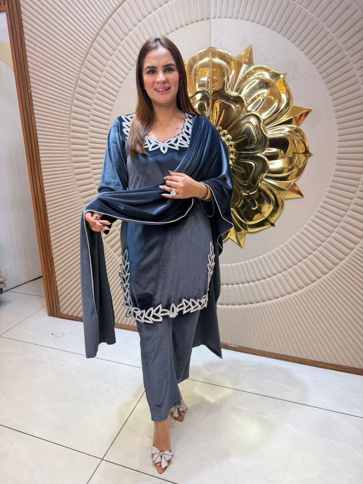 Elegant Suit With Lace Work PC2446