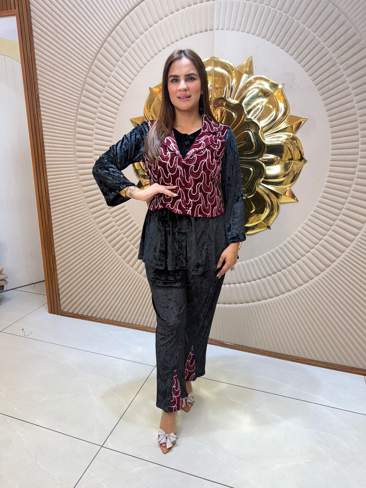 Elegant Velvet Dress With Jacket PC2447