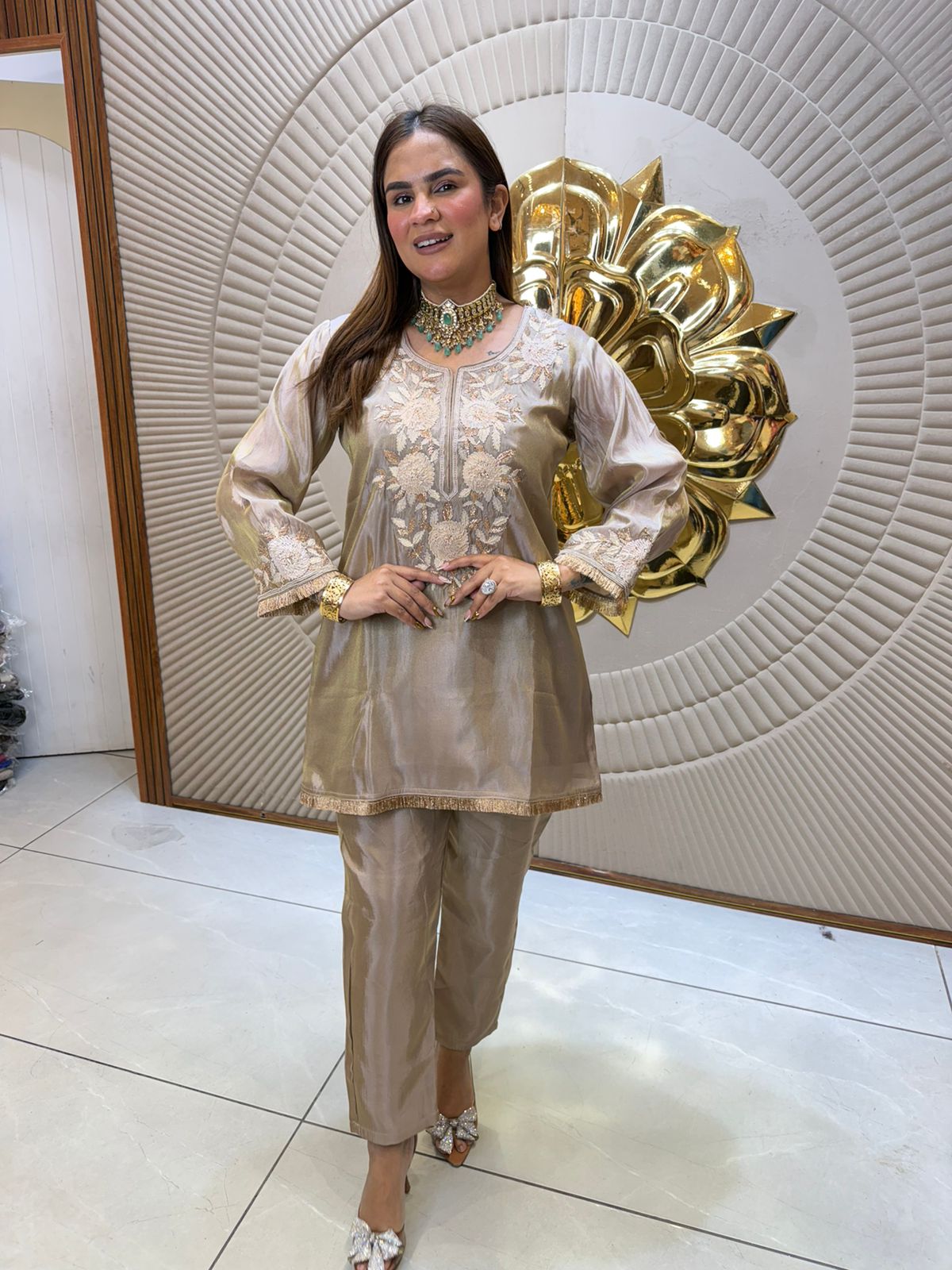 Beautiful Plain Suit With Lace Work PC2463