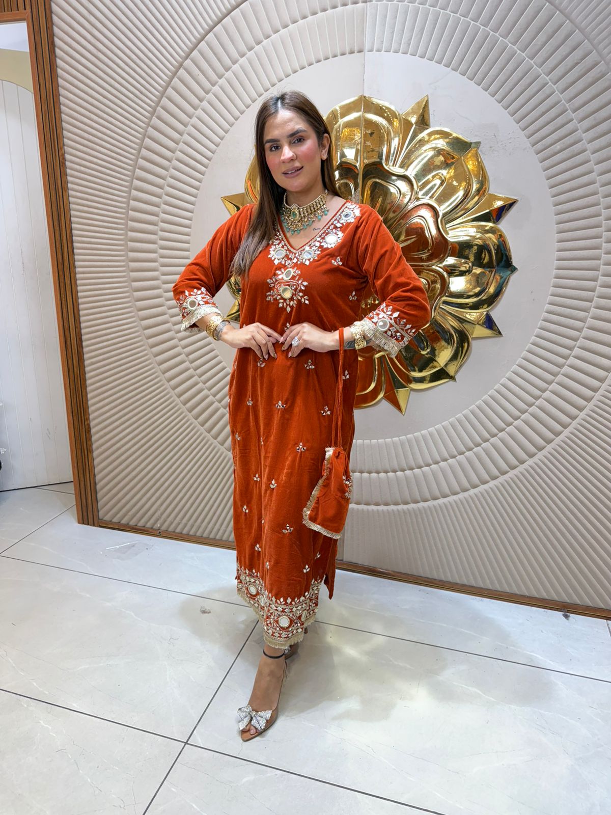 Beautiful Indo Western Velvet Dress PC2469