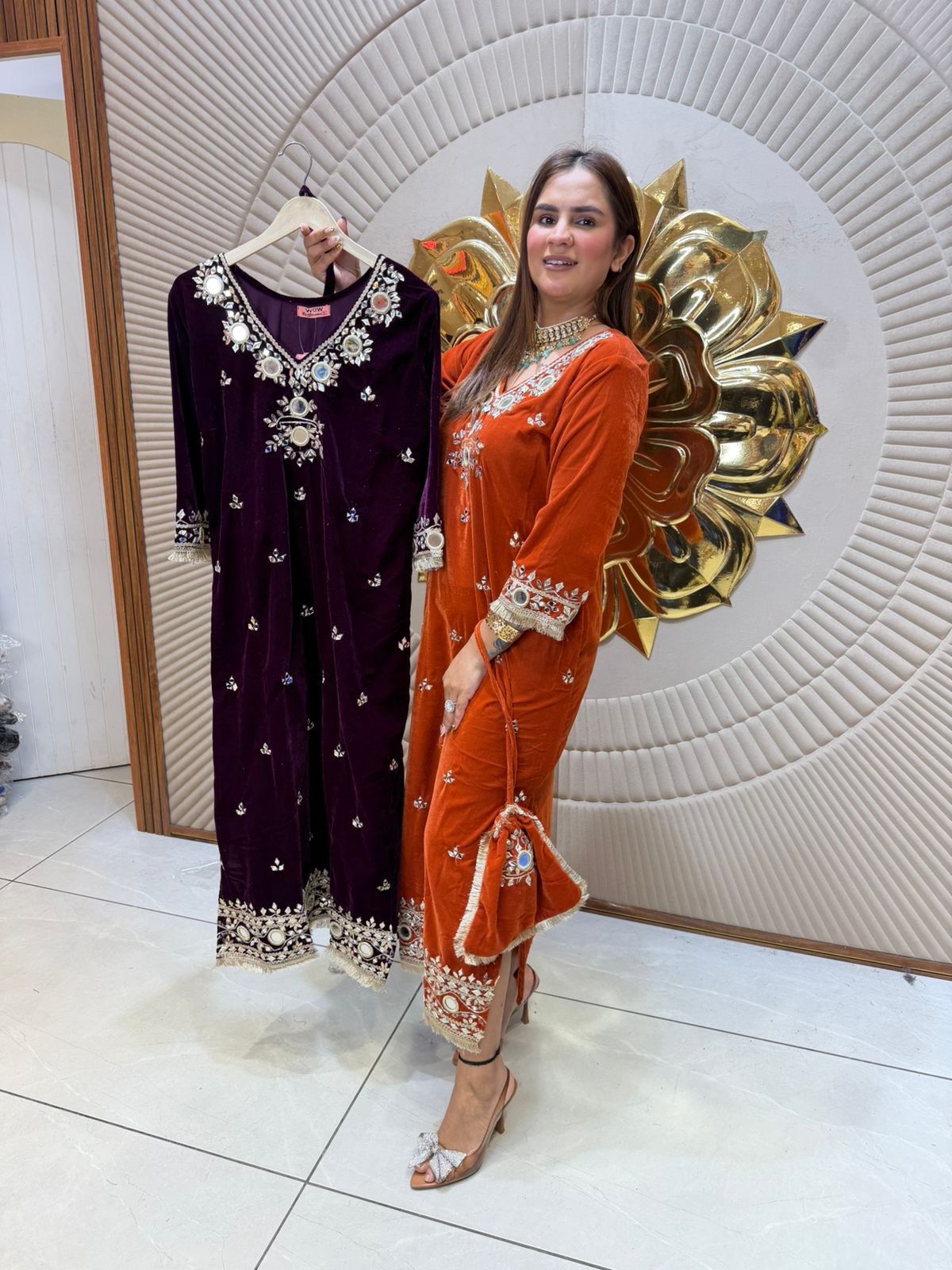 Beautiful Indo Western Velvet Dress PC2469