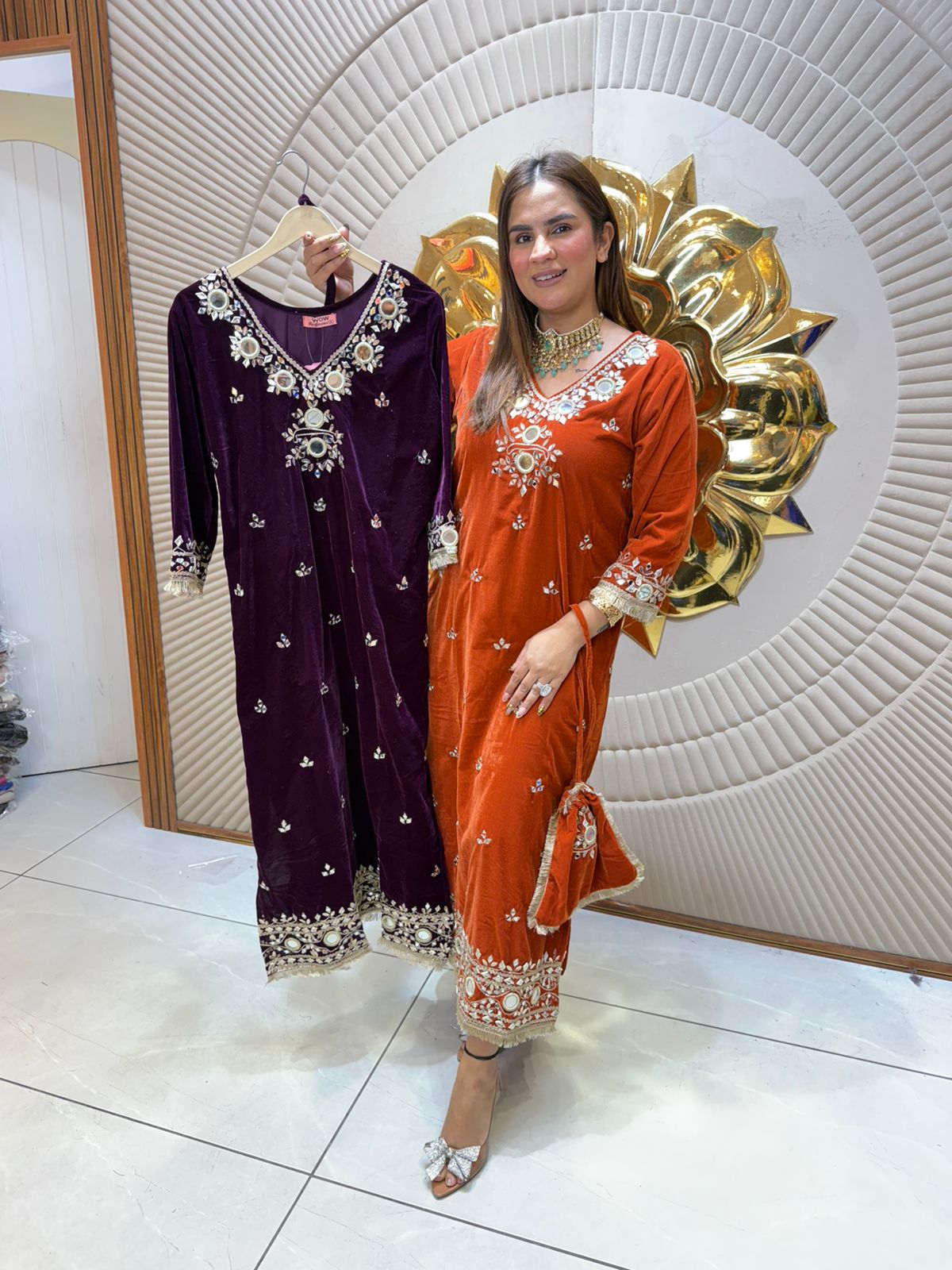Beautiful Indo Western Velvet Dress PC2469