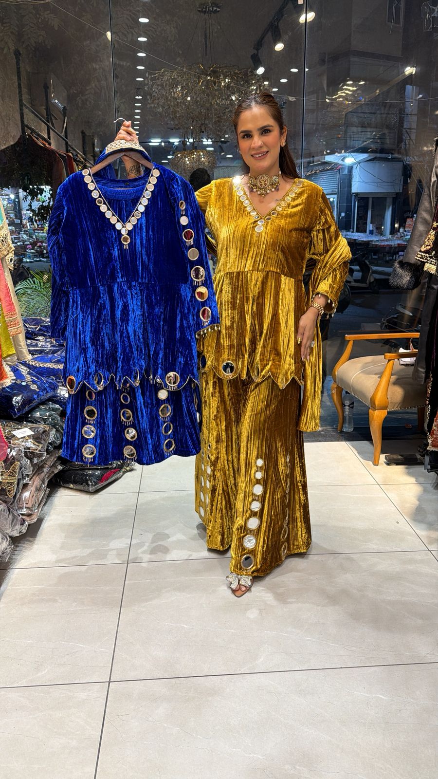 Elegant Velvet Party Wear Dress PC2477