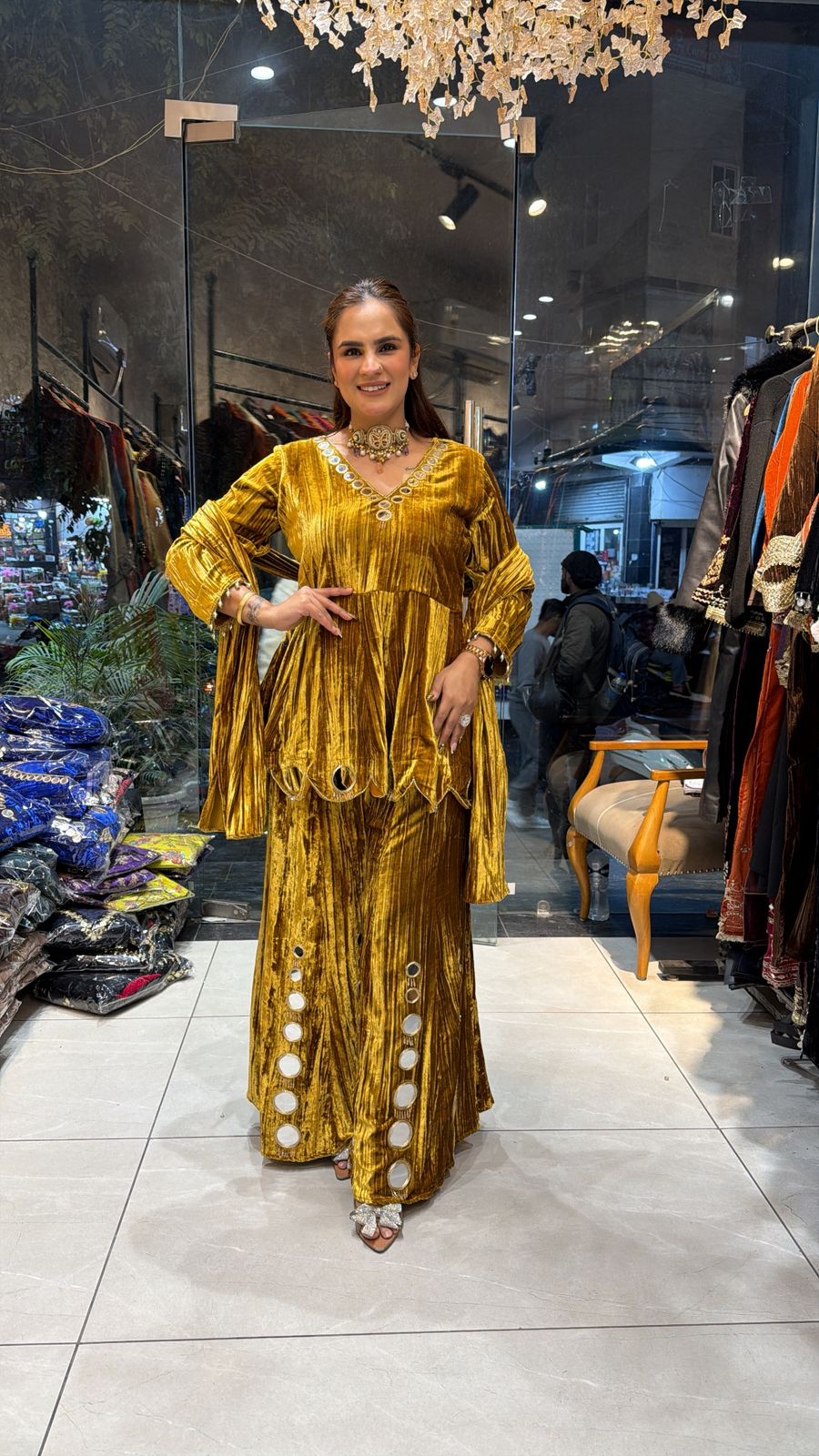 Elegant Velvet Party Wear Dress PC2477