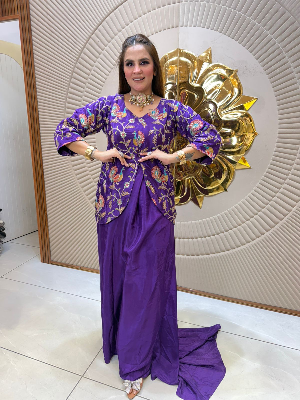 IndoWestern Dress With Beautiful Embroidery PC2478