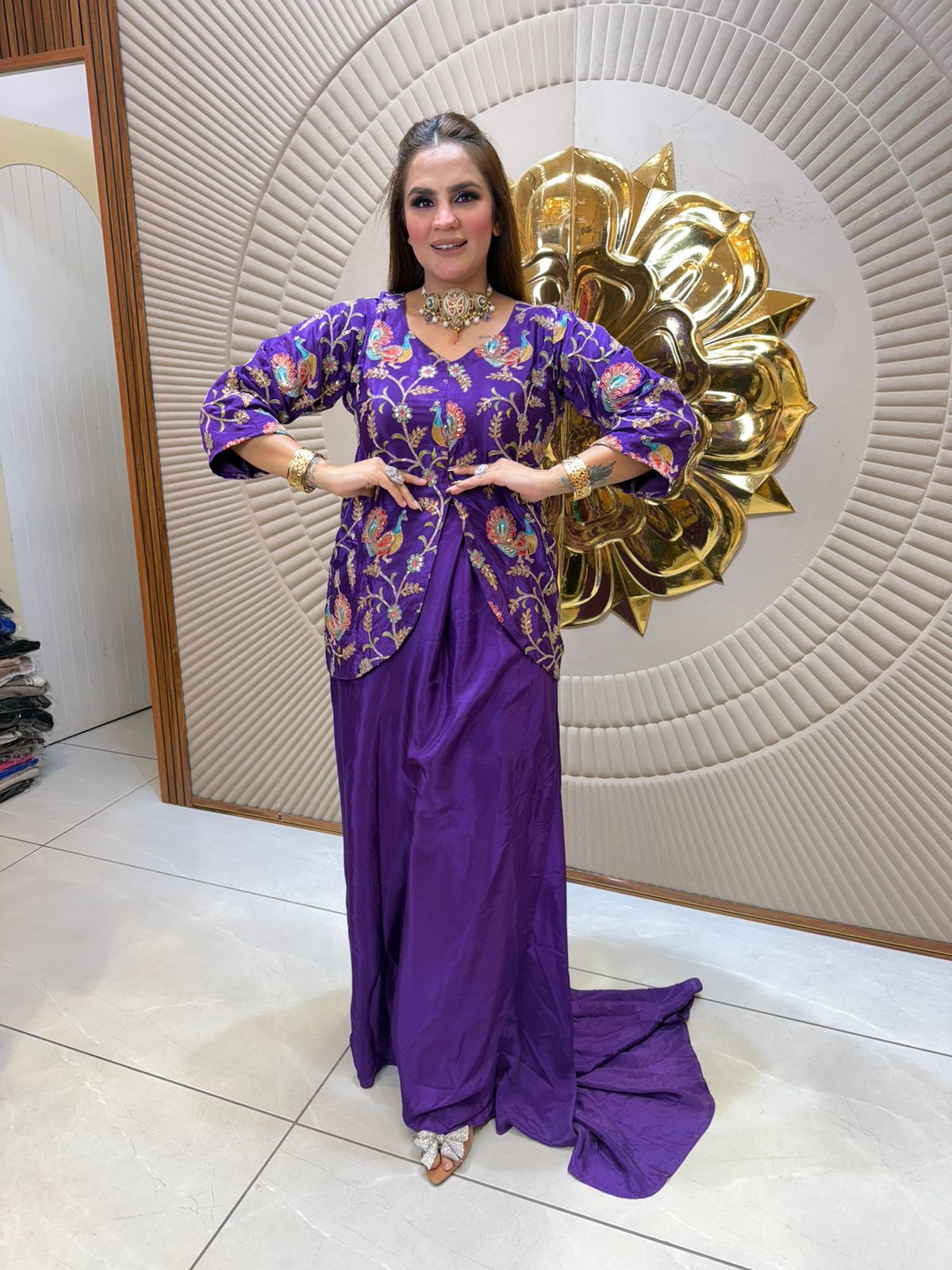 IndoWestern Dress With Beautiful Embroidery PC2478