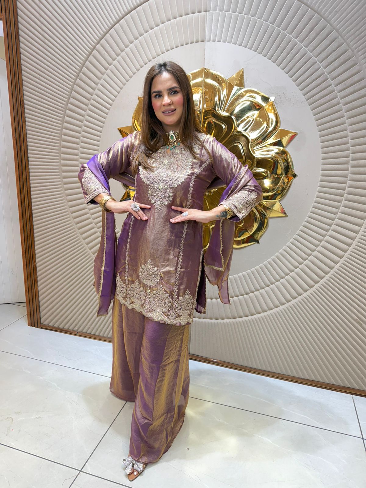 Elegant Purple Suit With Stone Work PC2527