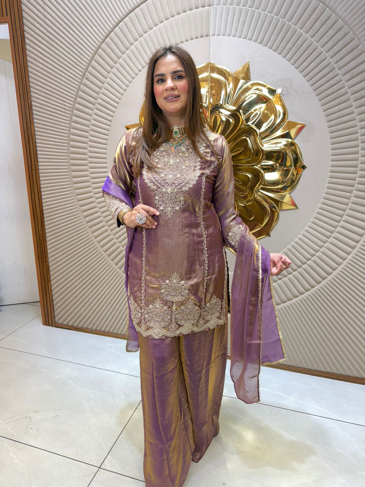 Elegant Purple Suit With Stone Work PC2527