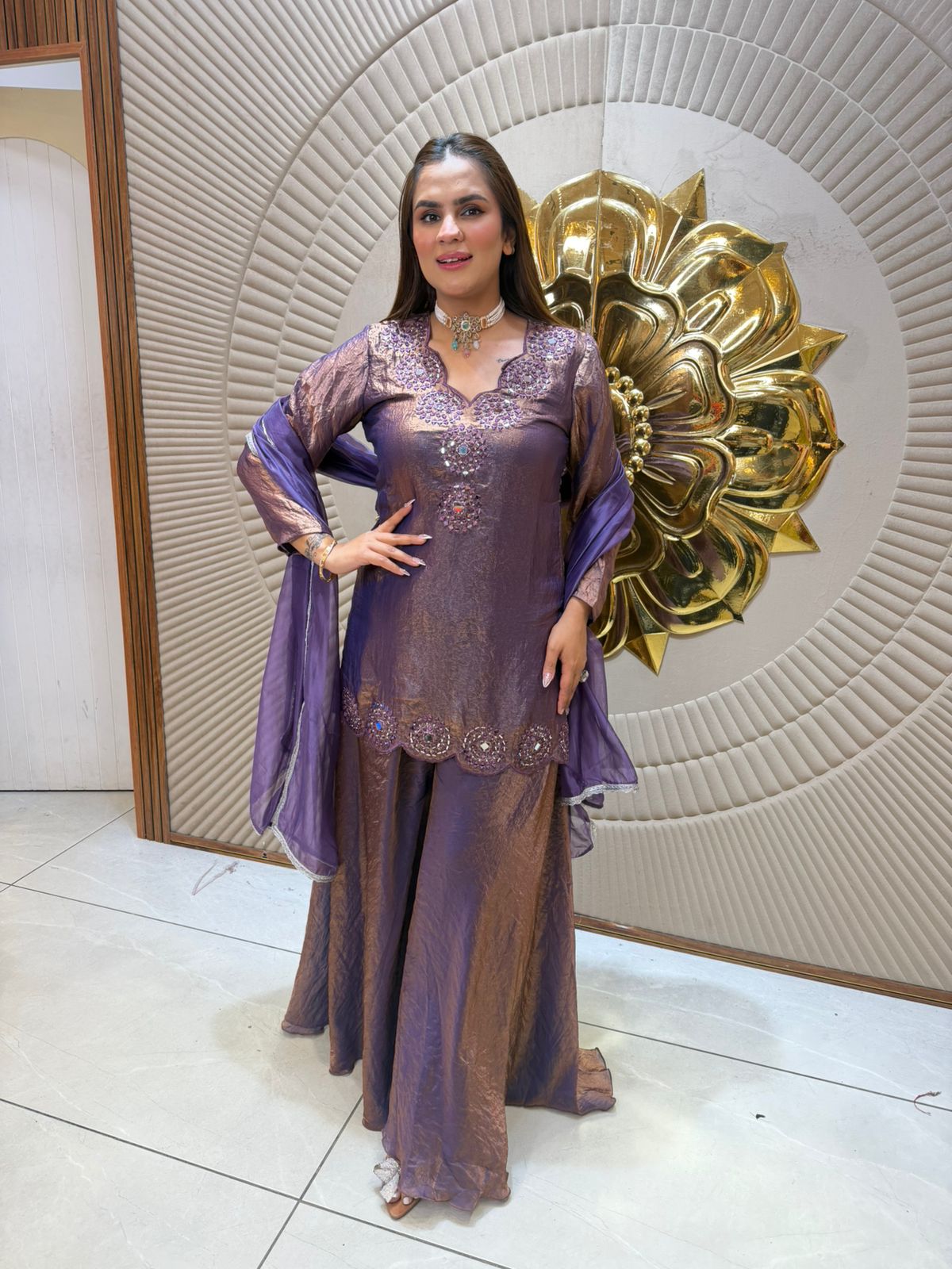 Elegant Suit With Lace Work on Dupatta PC2560