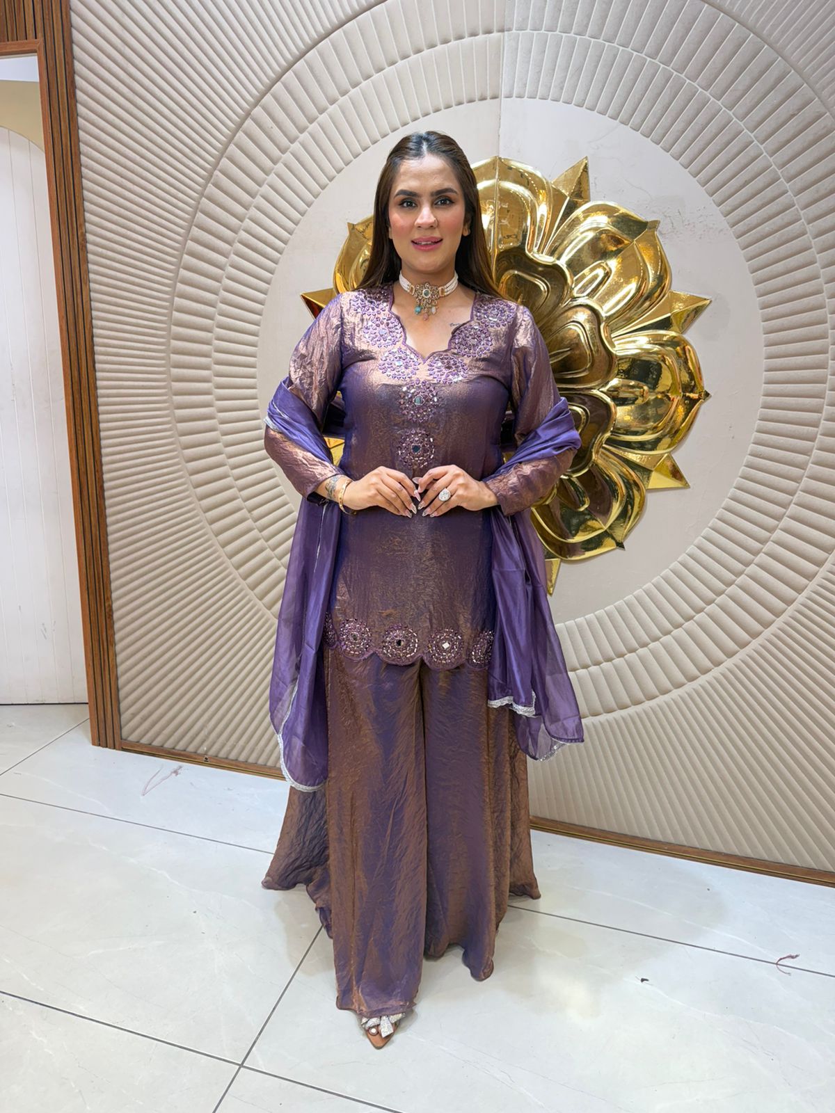 Elegant Suit With Lace Work on Dupatta PC2560