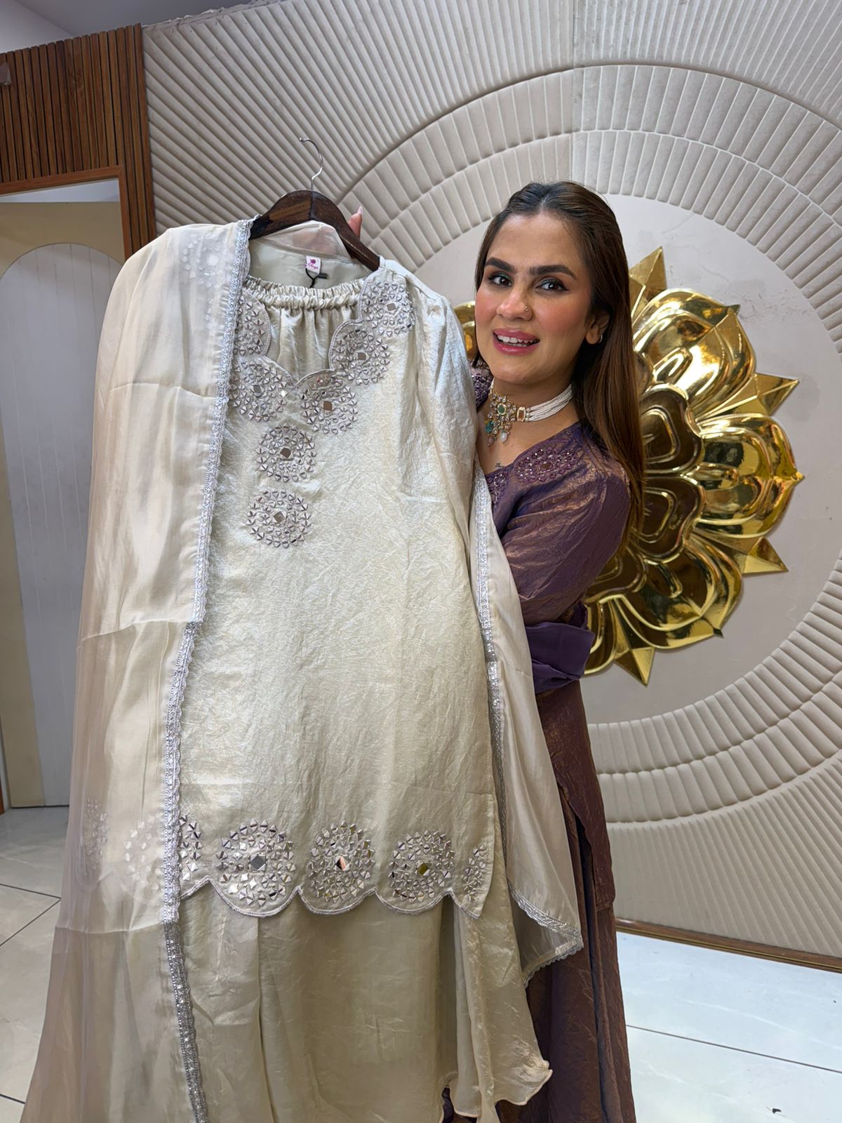 Elegant Suit With Lace Work on Dupatta PC2560