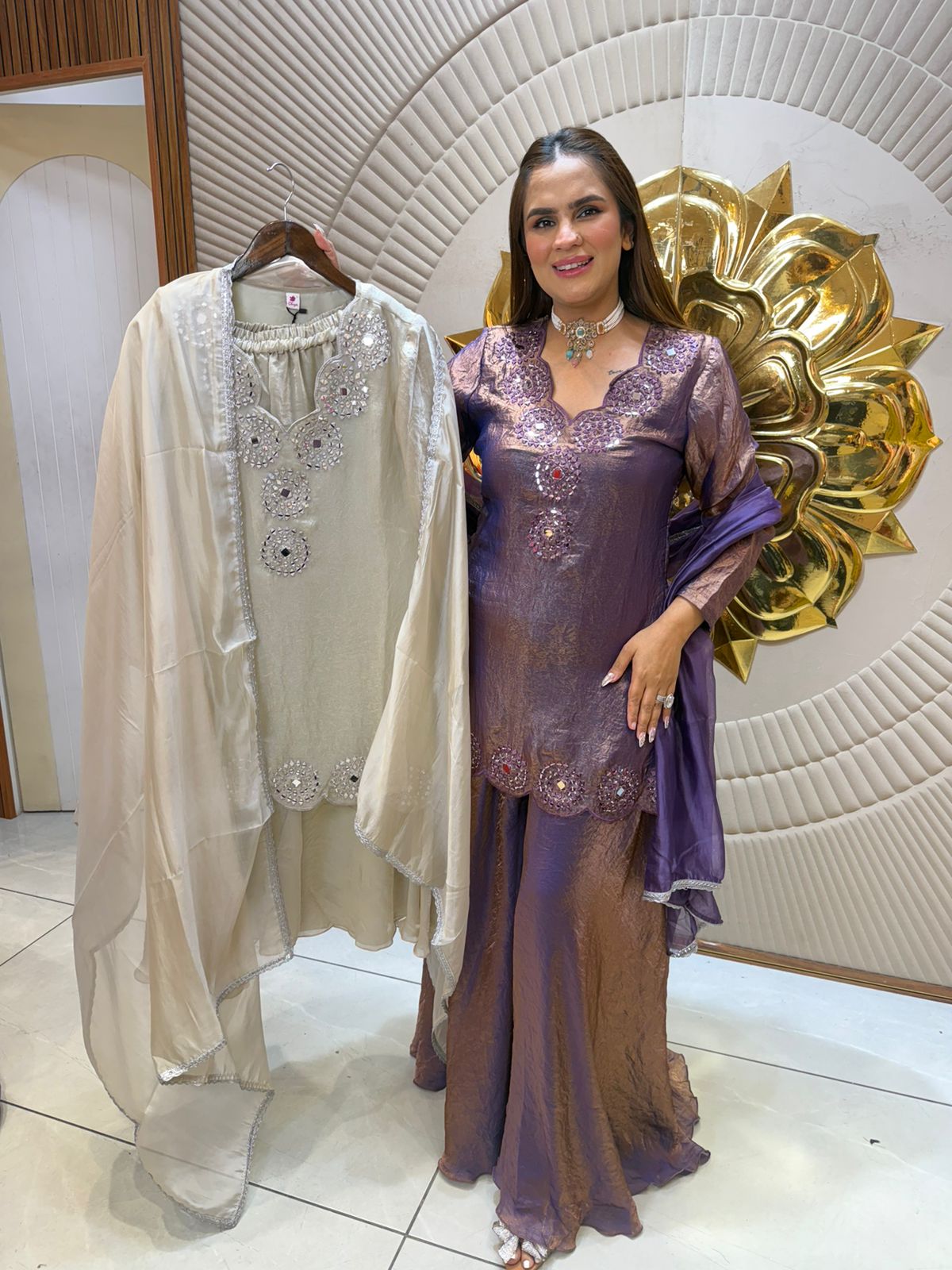 Elegant Suit With Lace Work on Dupatta PC2560