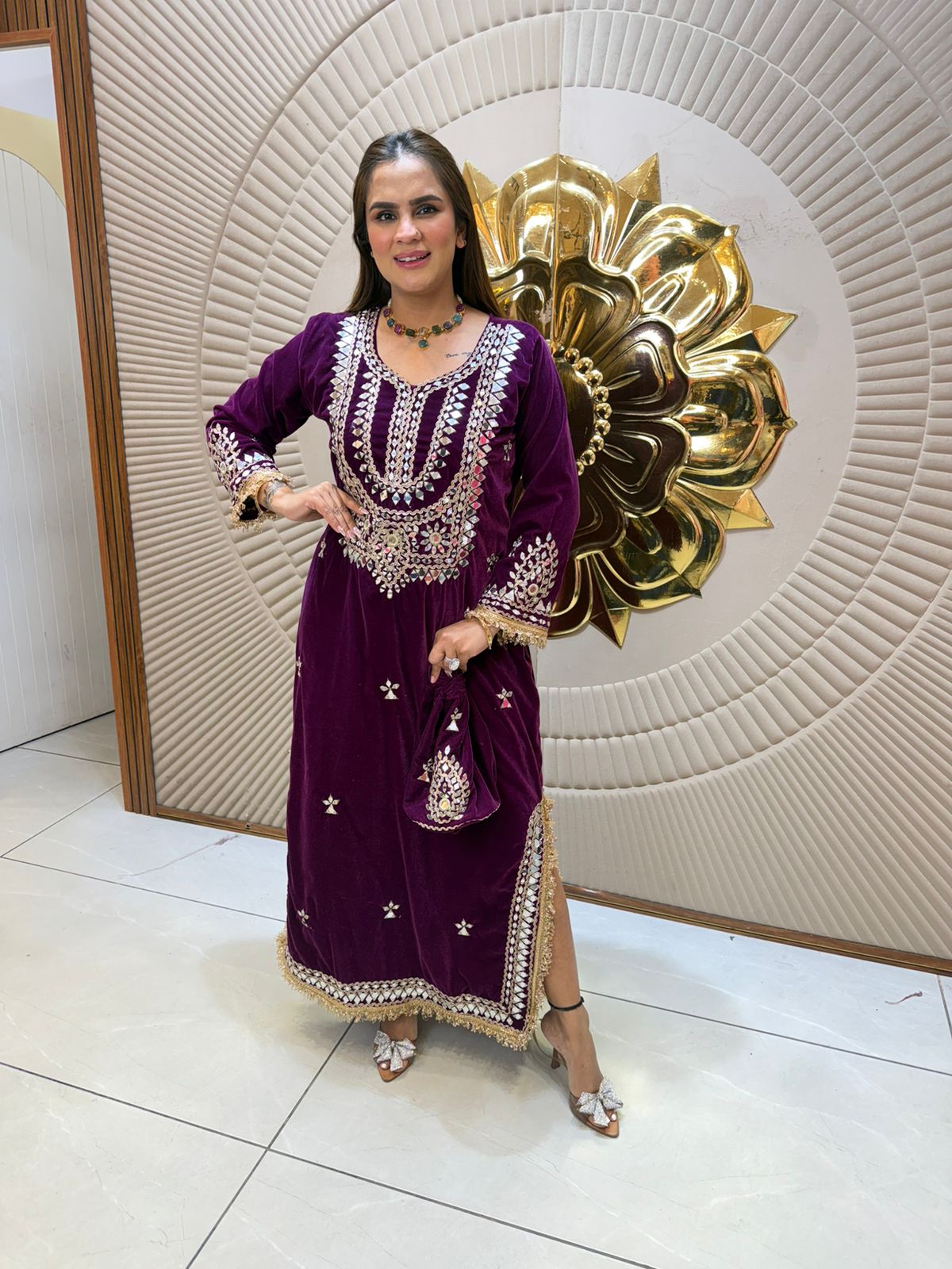 Elegant Velvet Party Wear Dress PC2565