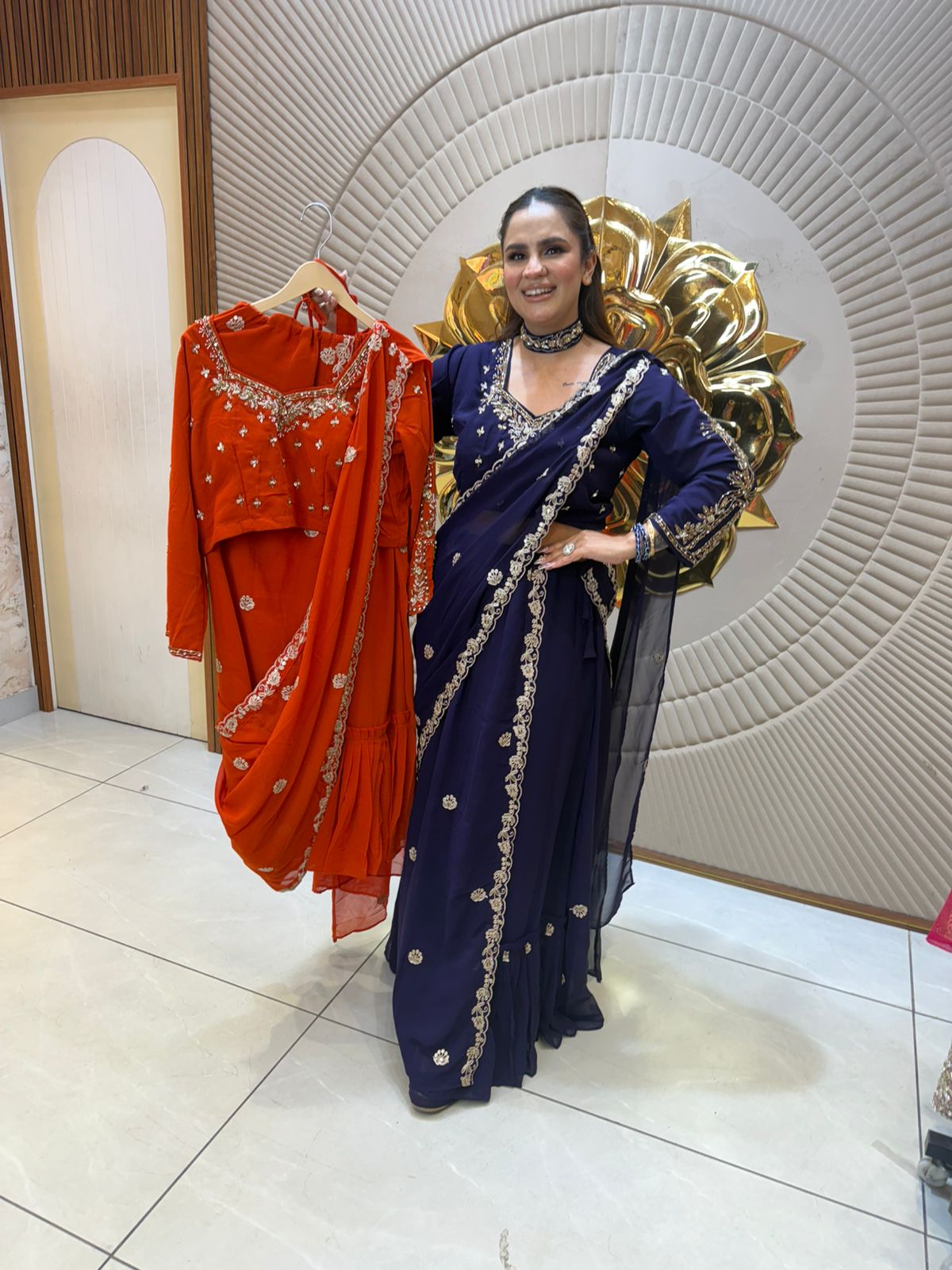 Elegant Saree With Lace Work PC2604