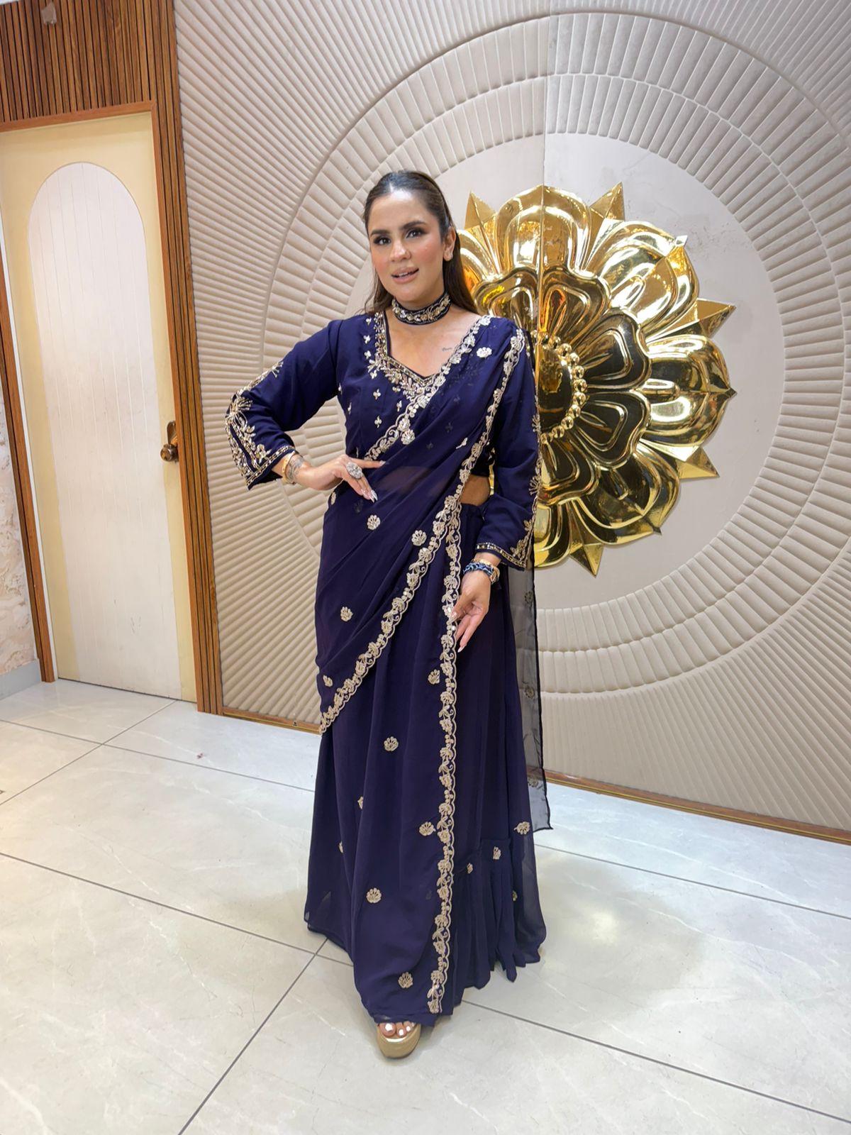 Elegant Saree With Lace Work PC2604