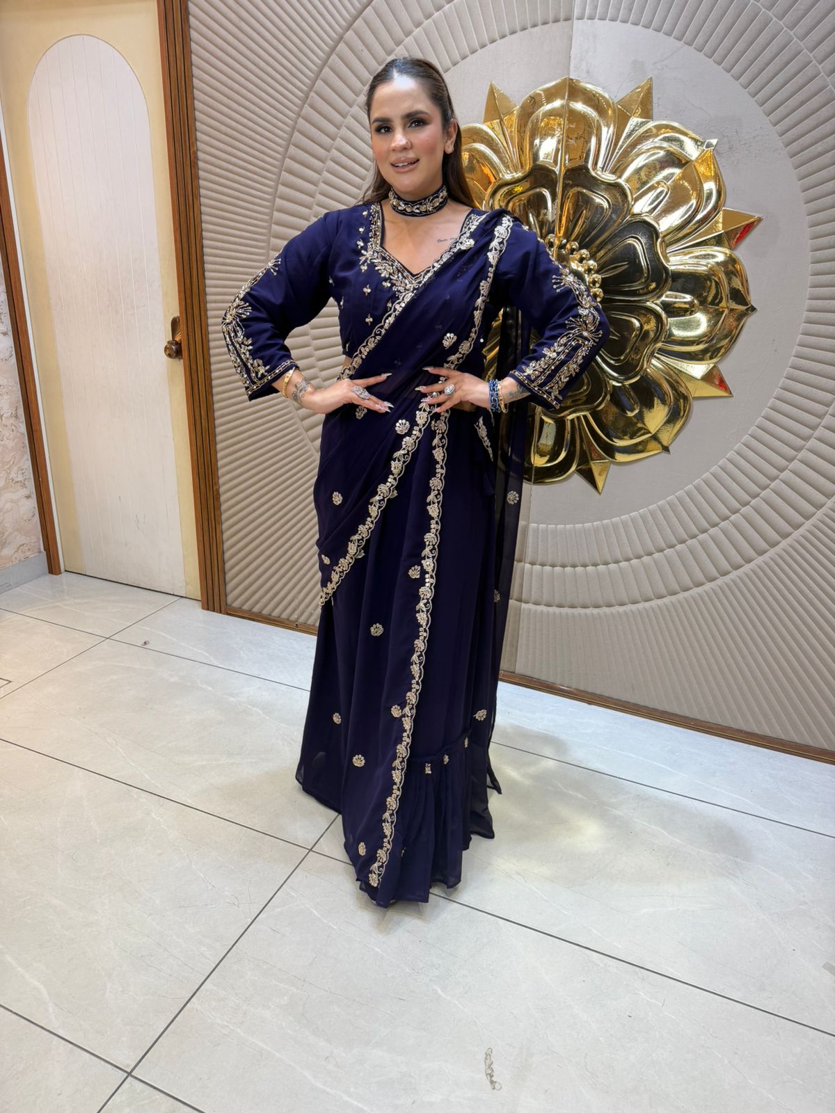 Elegant Saree With Lace Work PC2604