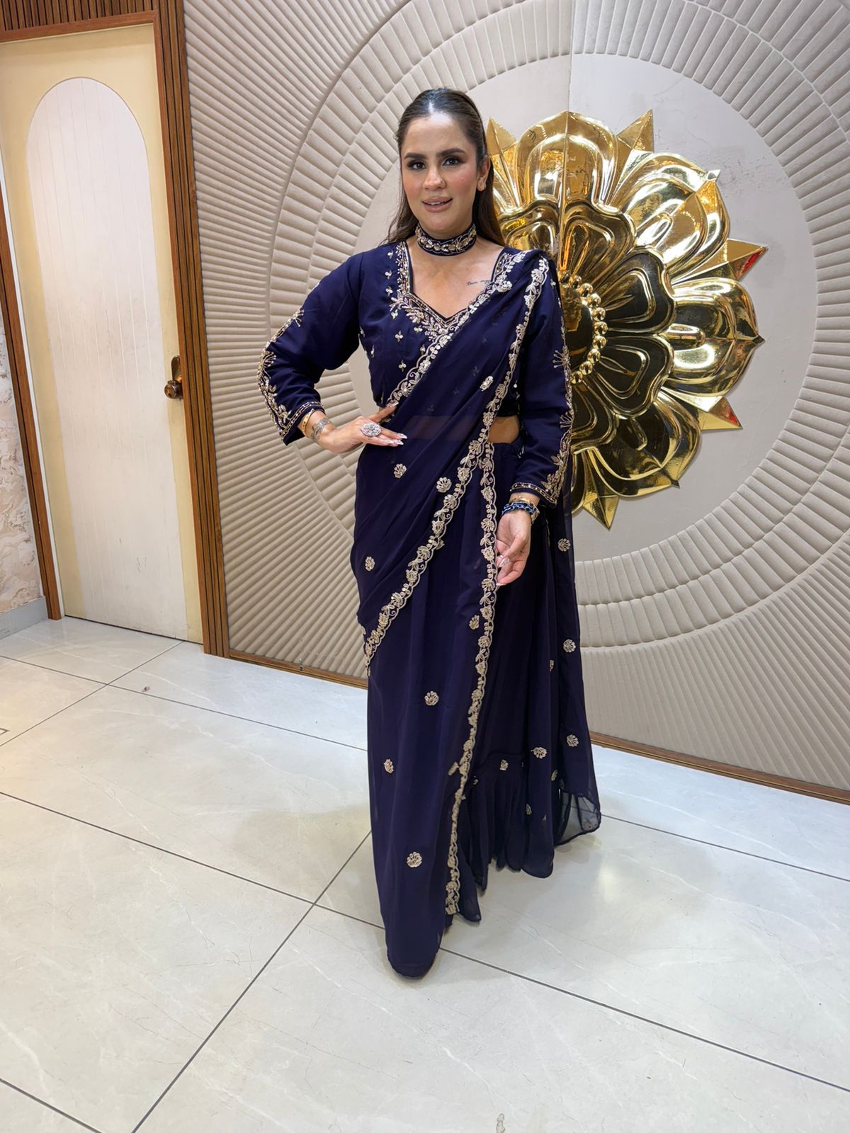 Elegant Saree With Lace Work PC2604